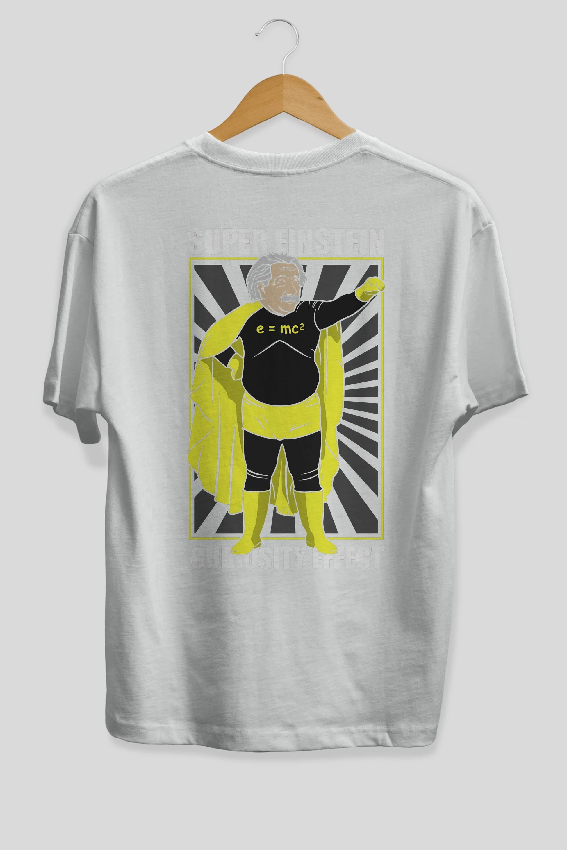 Super Einsten Arka Baskılı Oversize t-shirt Erkek Kadın Unisex %100 Pamuk tişort