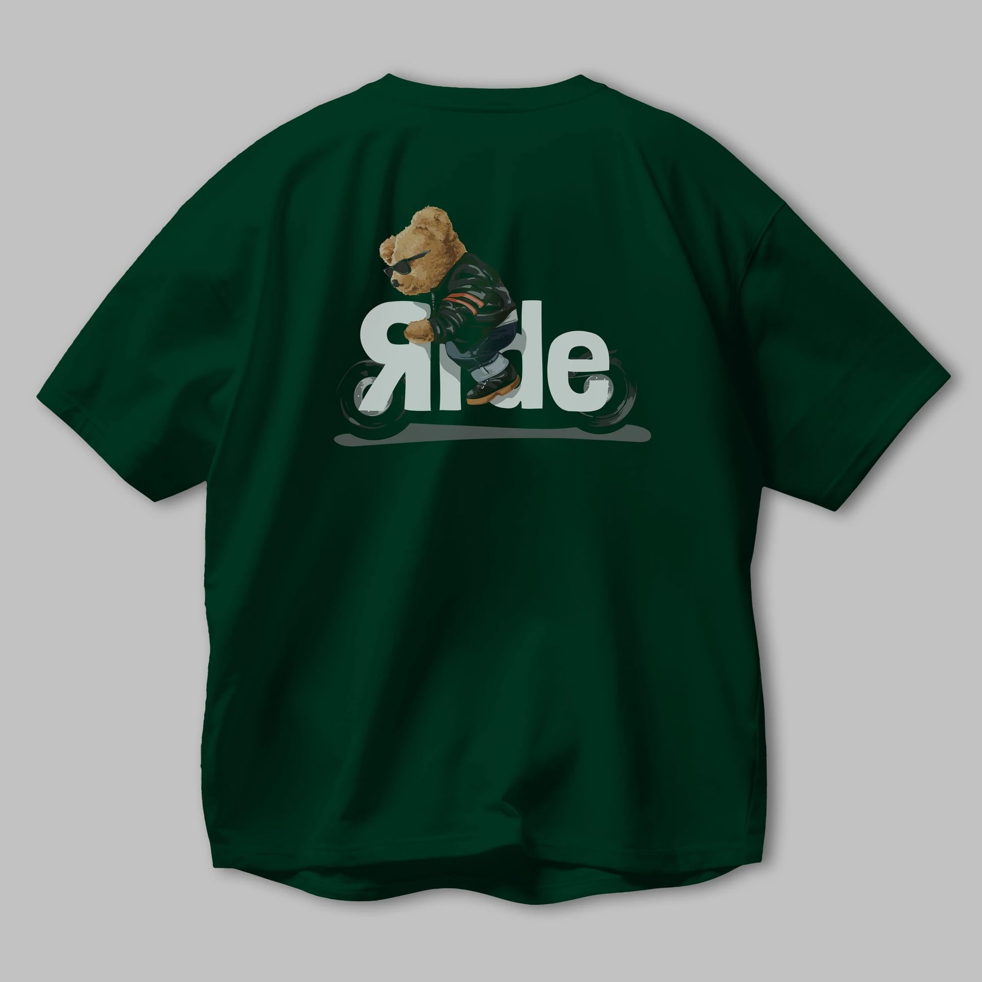 Teddy Bear Ride Arka Baskılı Oversize t-shirt Erkek Kadın Unisex %100 Pamuk