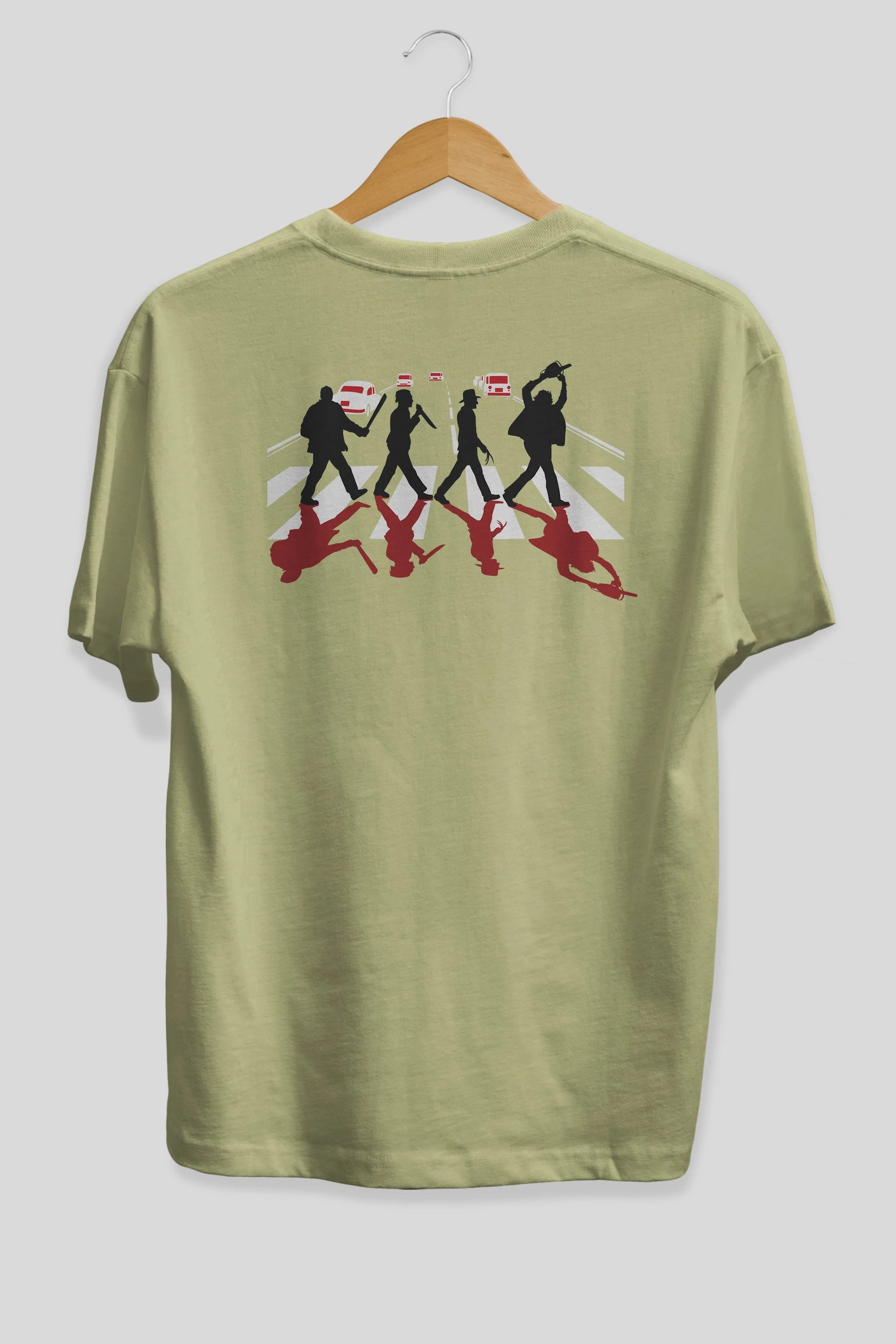 Abbey Road Killer Red Arka Baskılı Oversize t-shirt %100 pamuk Erkek Kadın Unisex