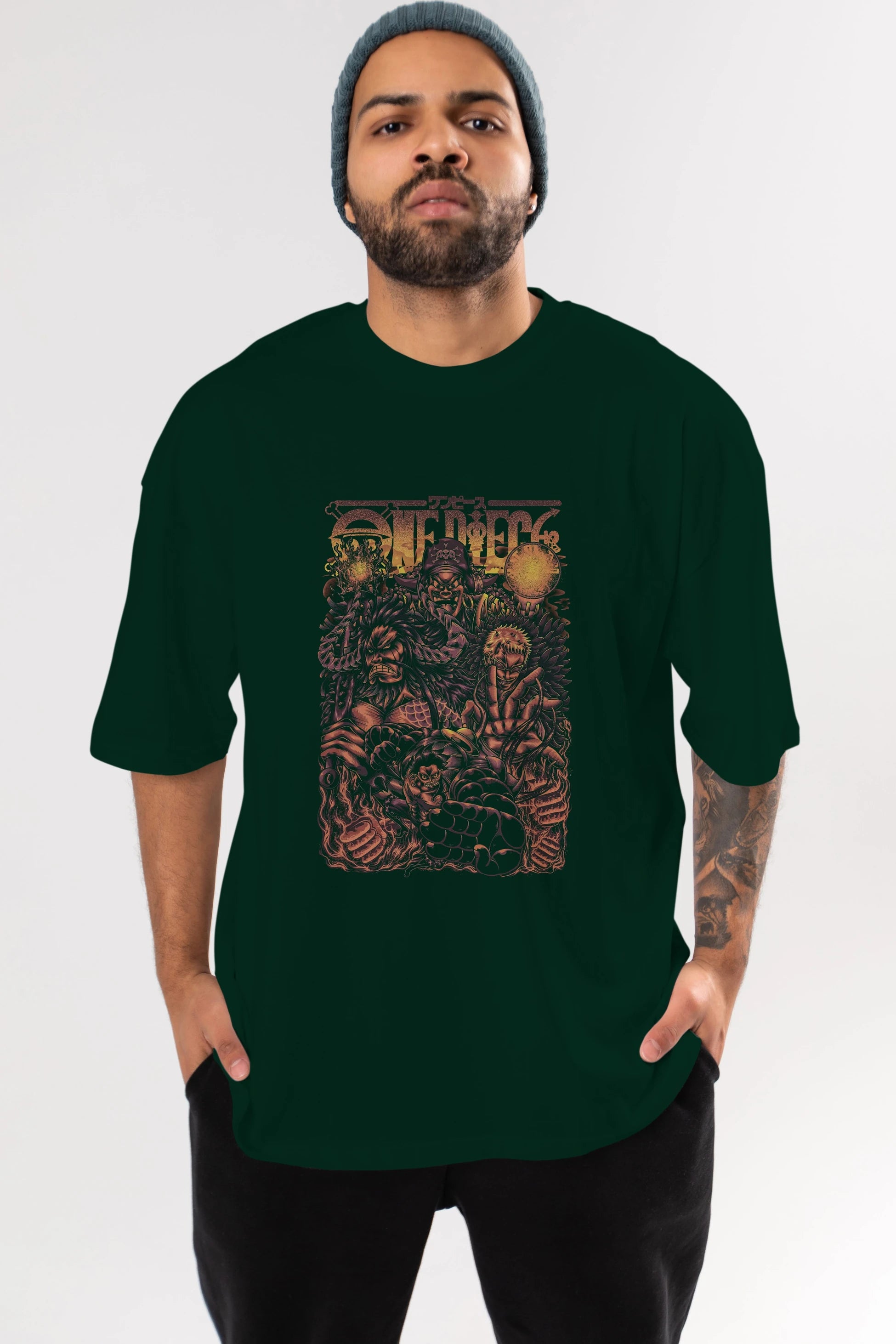 ONE PIECE Anime Ön Baskılı Oversize t-shirt %100 pamuk Erkek Kadın Unisex