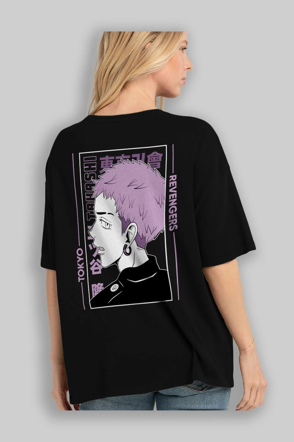 Takashi Mitsuya Anime Arka Baskılı Oversize t-shirt Erkek Kadın Unisex