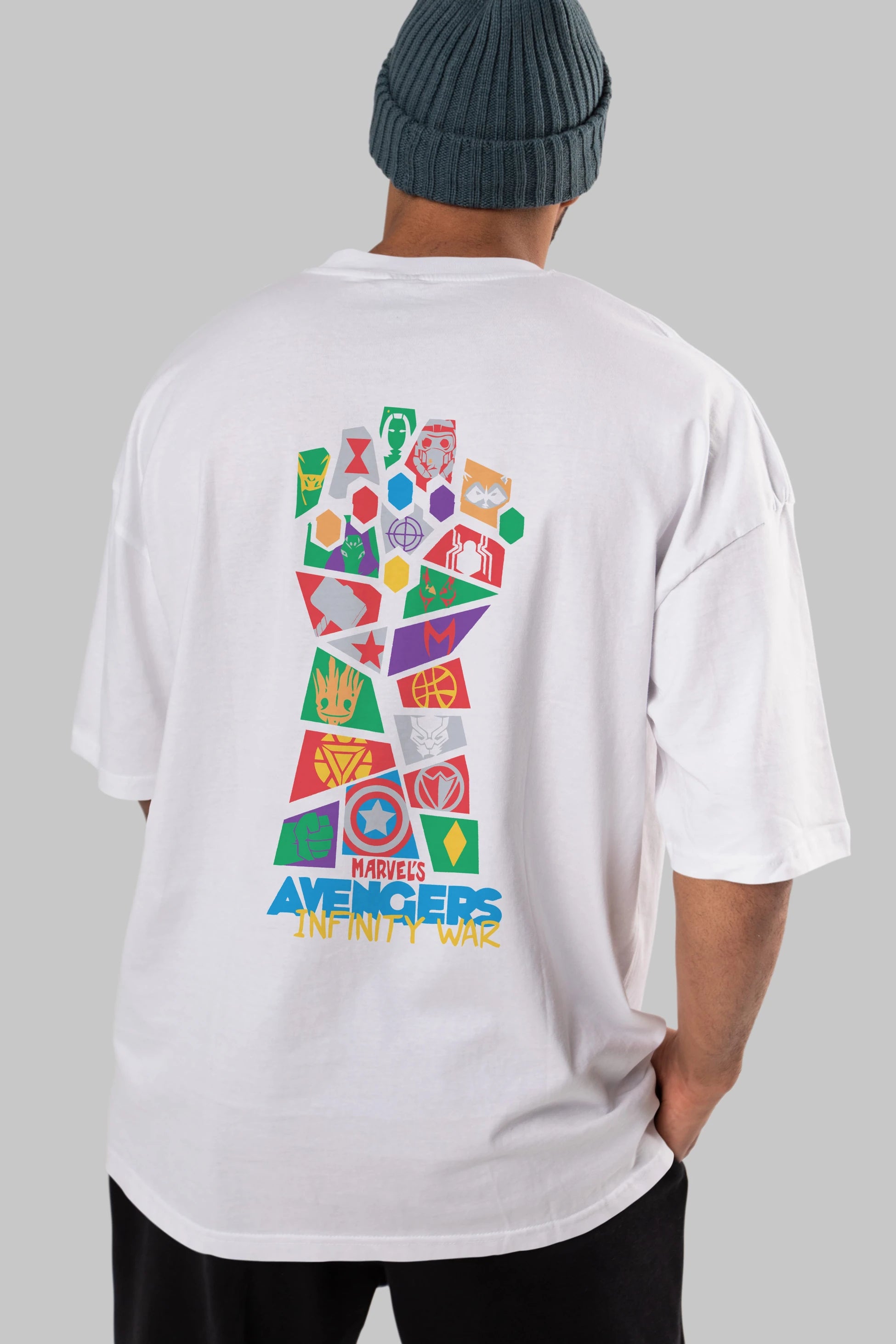 The Avengers Arka Baskılı Oversize t-shirt Erkek Kadın Unisex %100 Pamuk Bisiklet Yaka tişort