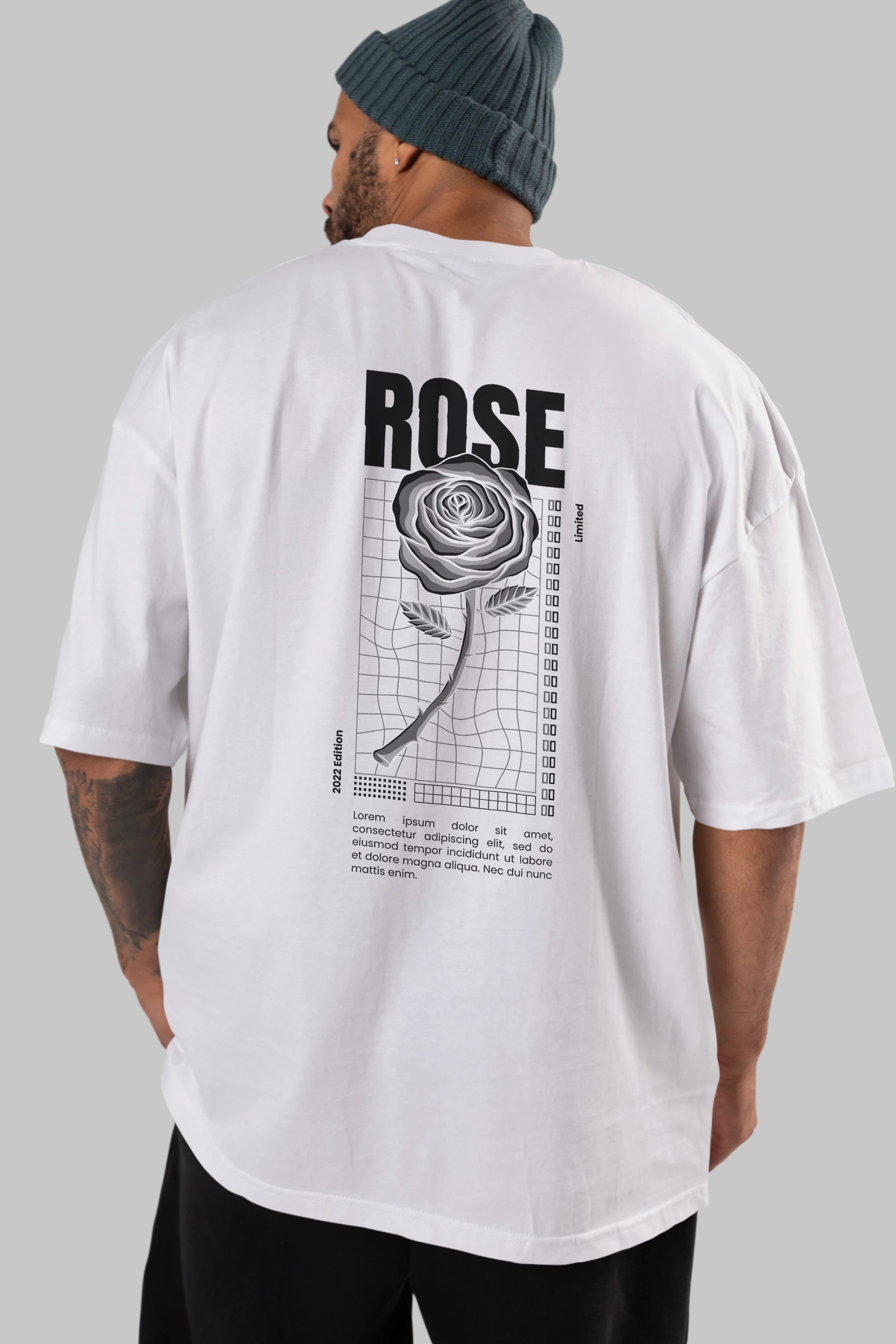 Rose Streetwear Arka Baskılı Oversize t-shirt Erkek Kadın Unisex