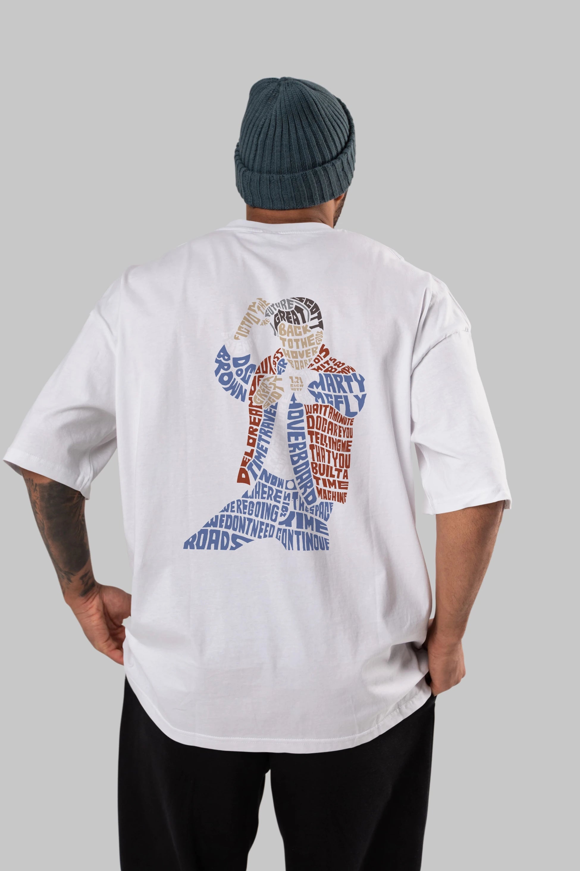Back To The Hoverboard Arka Baskılı Oversize t-shirt %100 pamuk Erkek Kadın Unisex