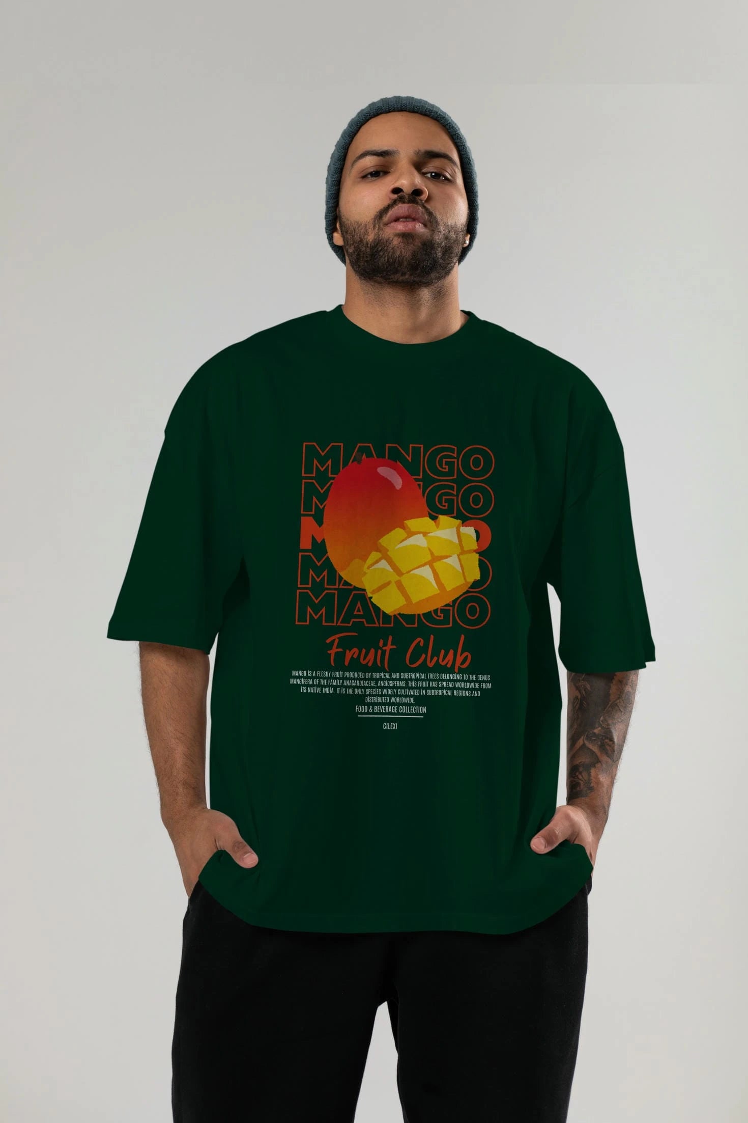 Mango Ön Baskılı Oversize t-shirt Erkek Kadın Pamuk Bisiklet Yaka tişort
