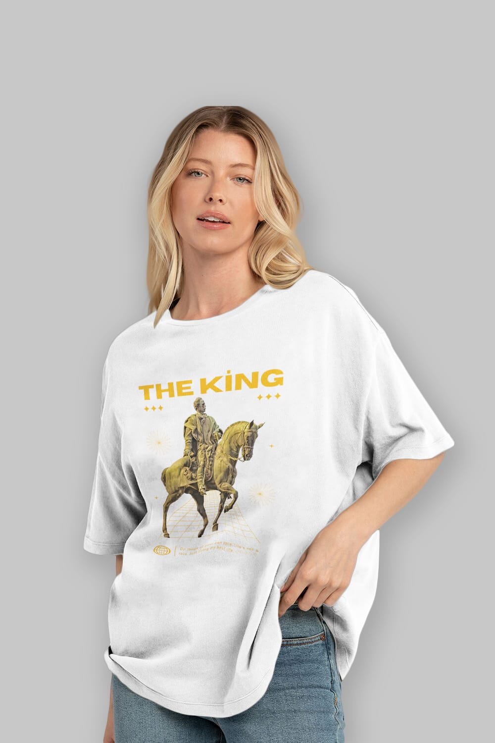 The King Yazılı Ön Baskılı Oversize t-shirt Erkek Kadın Unisex