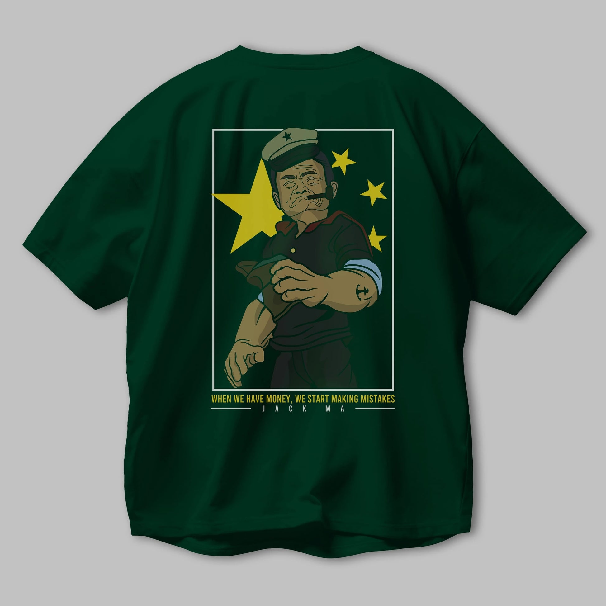 Popeye Jack Ma Arka Baskılı Oversize t-shirt Erkek Kadın Unisex %100 Pamuk tişort