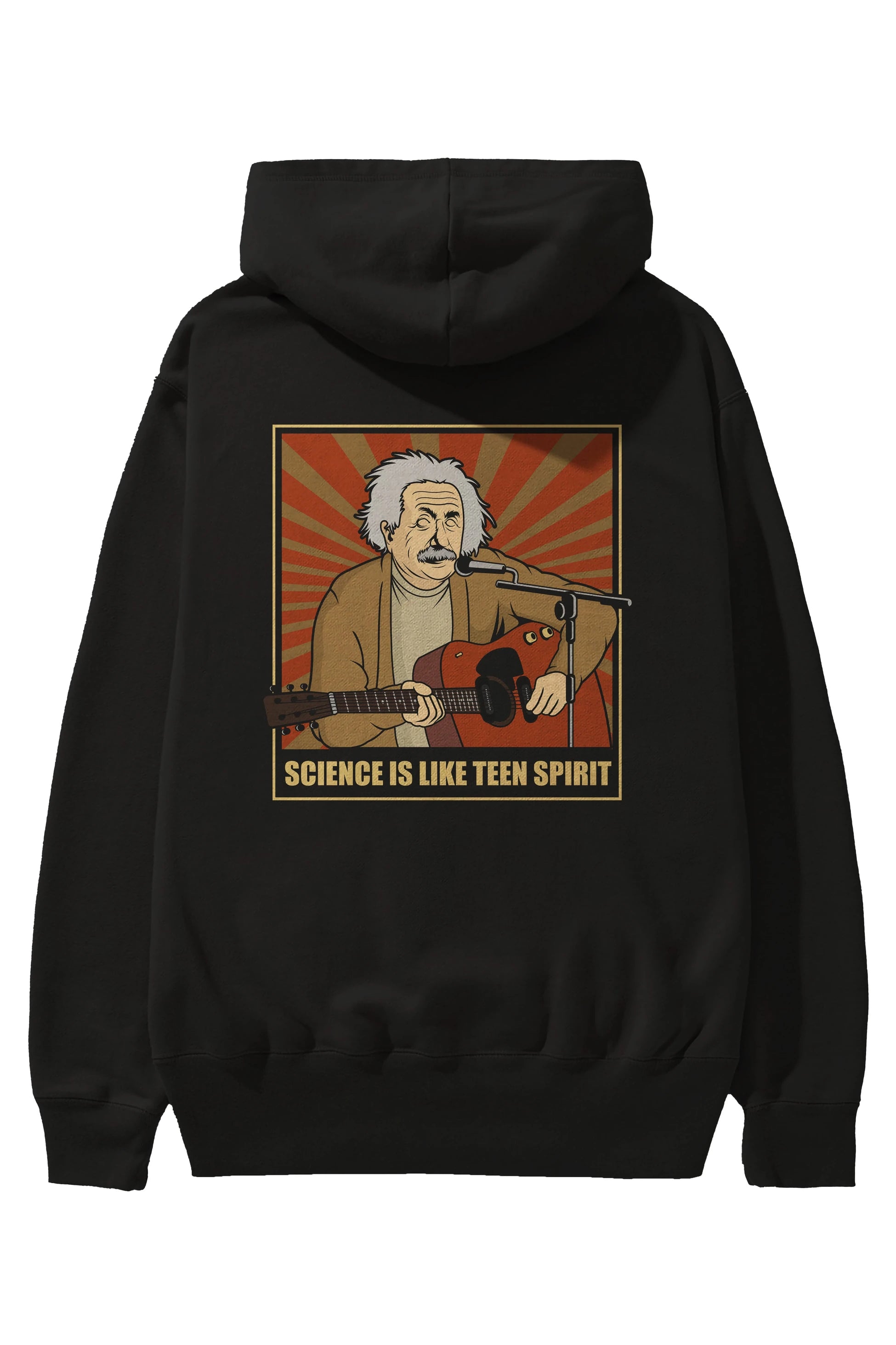 Kurt Einstein Arka Baskılı Hoodie Oversize Kapüşonlu Sweatshirt Erkek Kadın Unisex