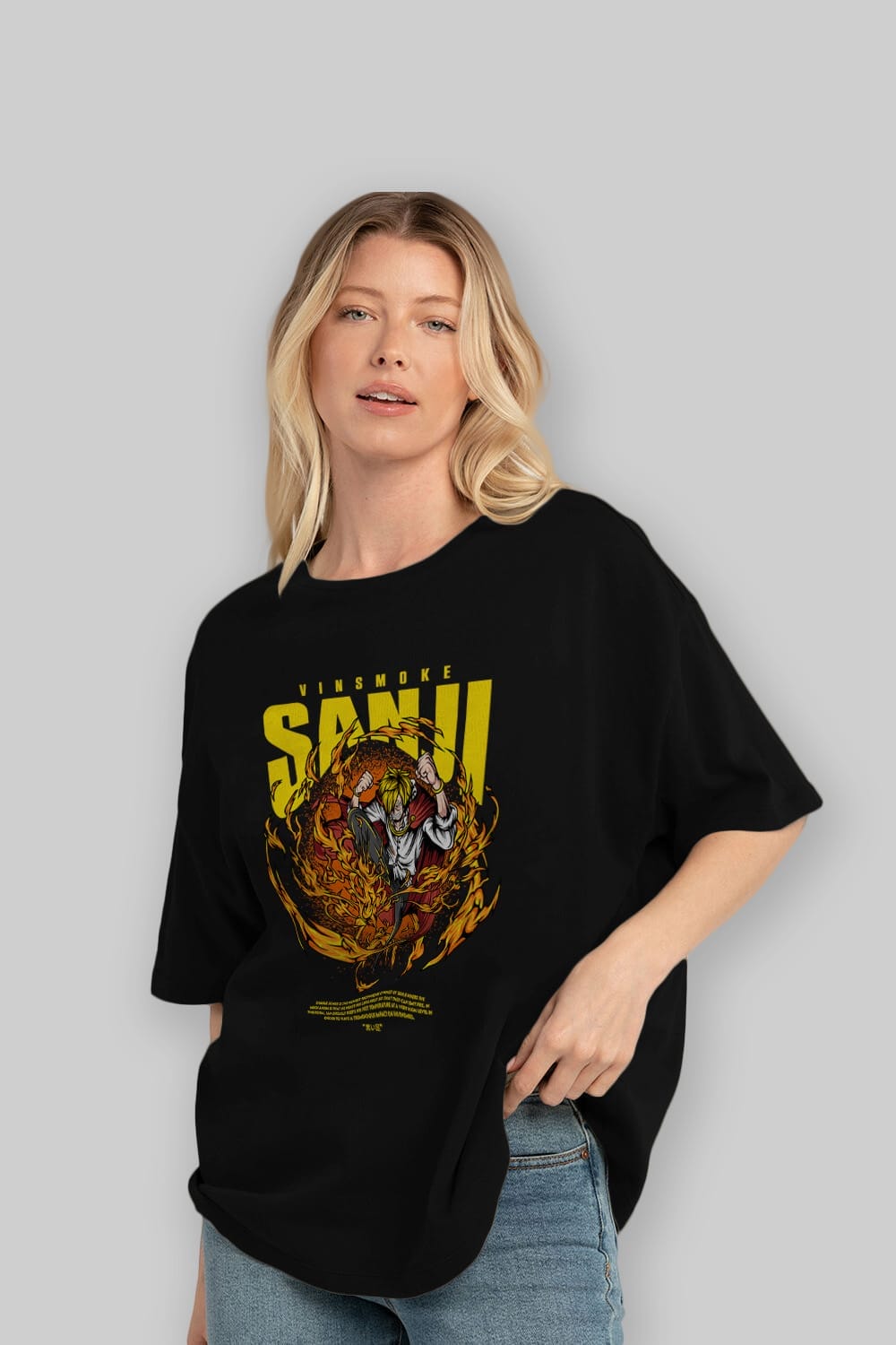 Vinsmoke Sanji Anime Ön Baskılı Oversize t-shirt %100 pamuk Erkek Kadın Unisex