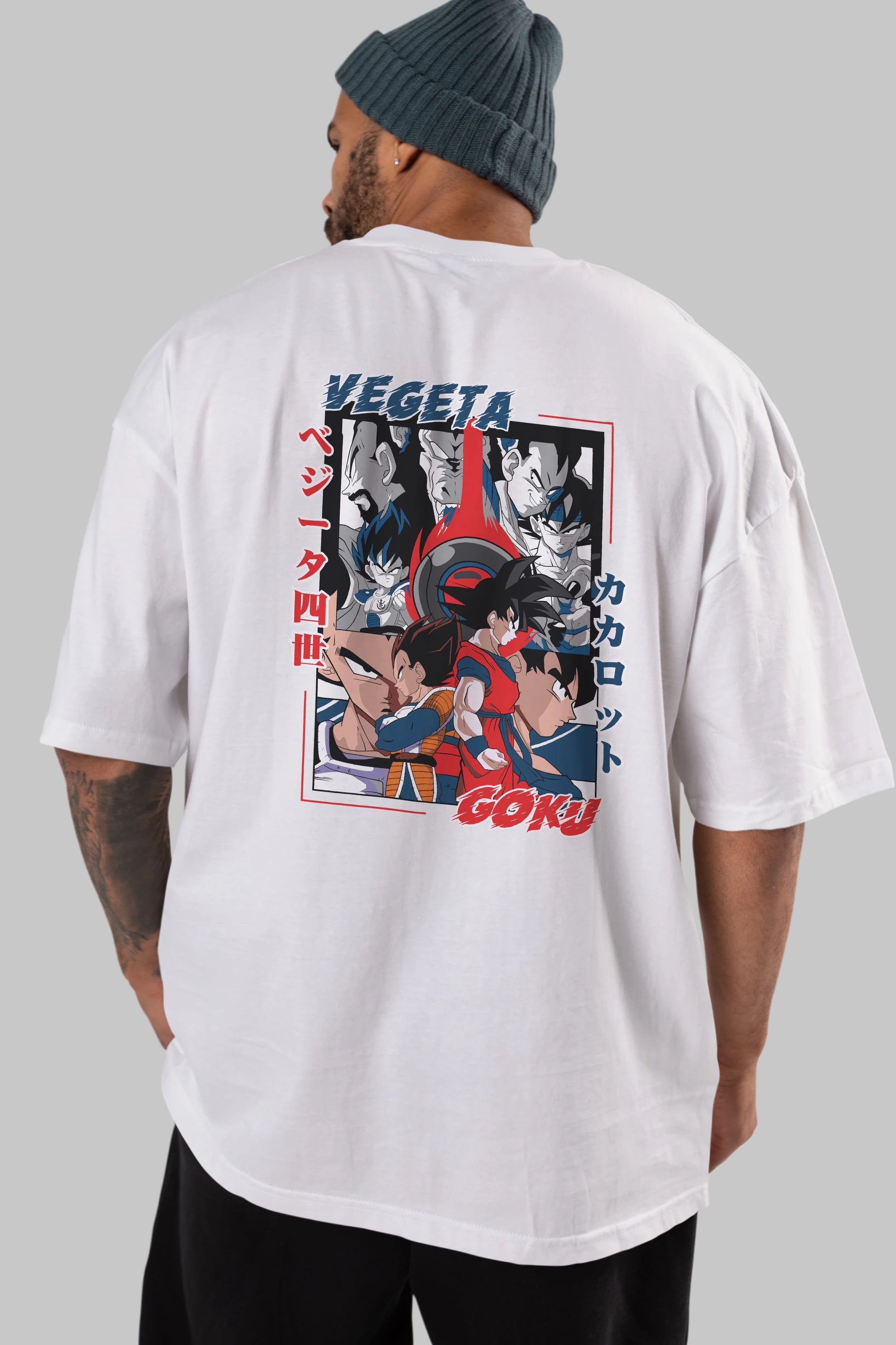 VEGETA VS GOKU Anime Arka Baskılı Oversize t-shirt Erkek Kadın Unisex