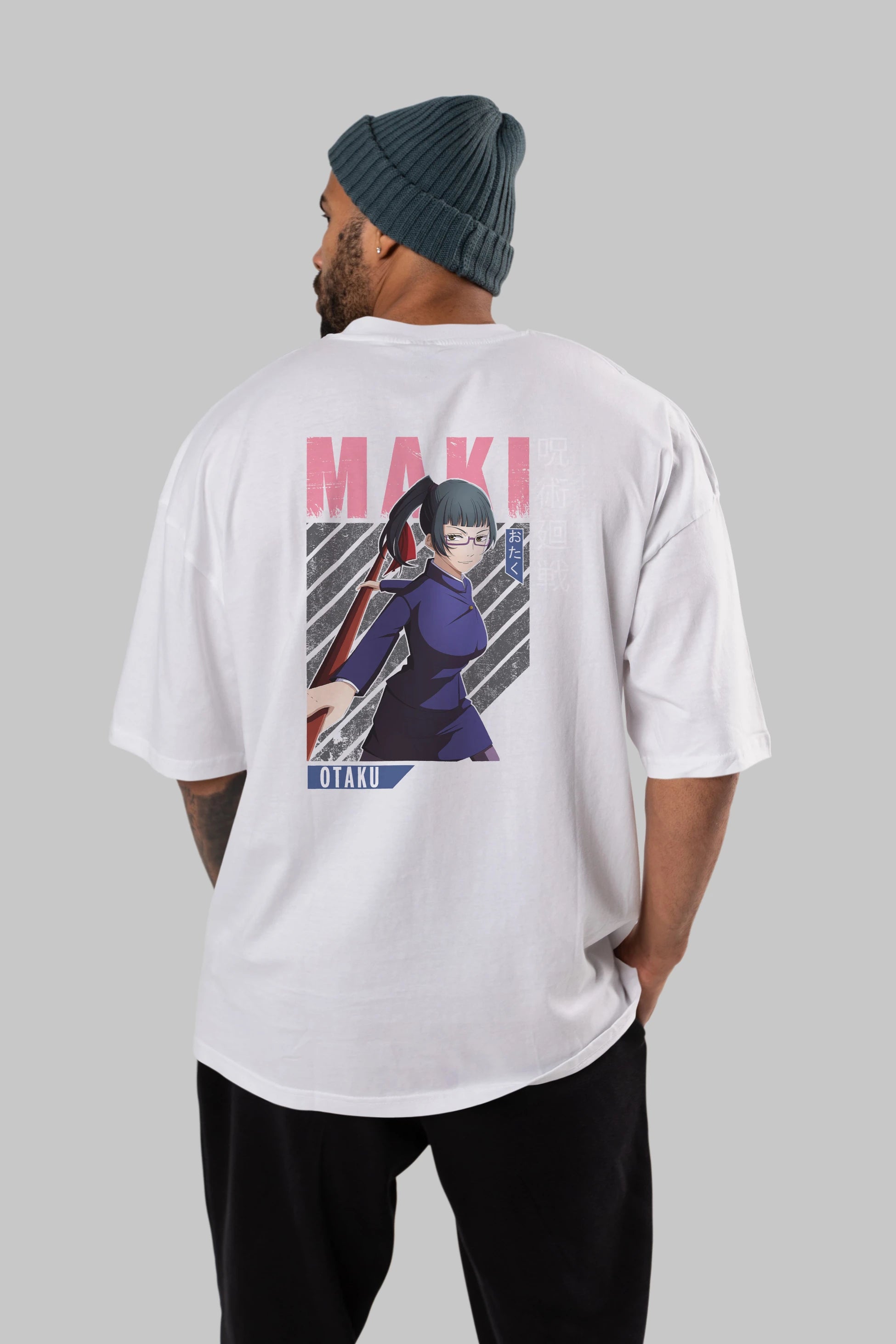 Maki Zenin CHAINSAWMAN Anime Arka Baskılı Oversize t-shirt Erkek Kadın Unisex