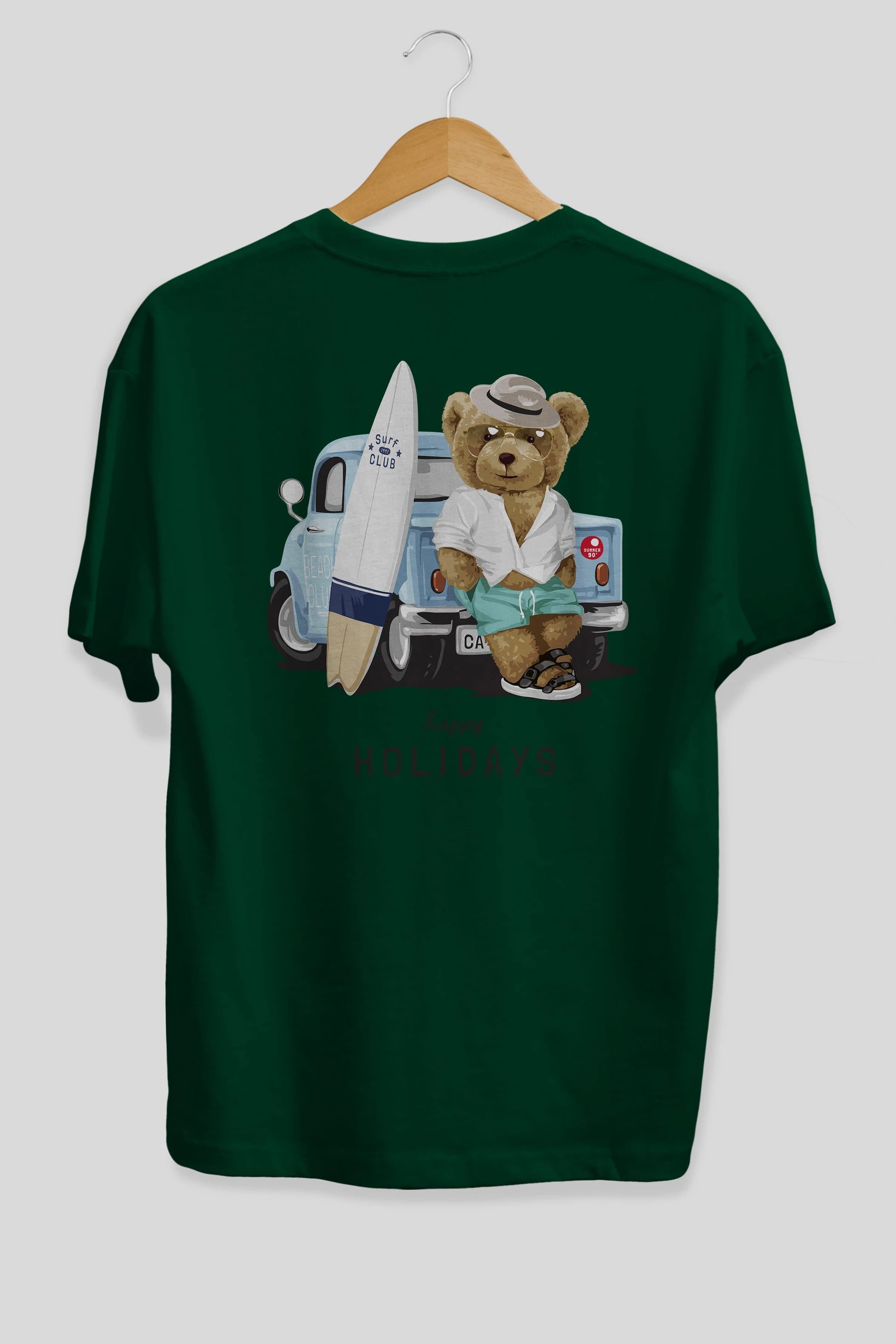 Teddy Bear Surf Club Arka Baskılı Oversize t-shirt Erkek Kadın Unisex %100 Pamuk