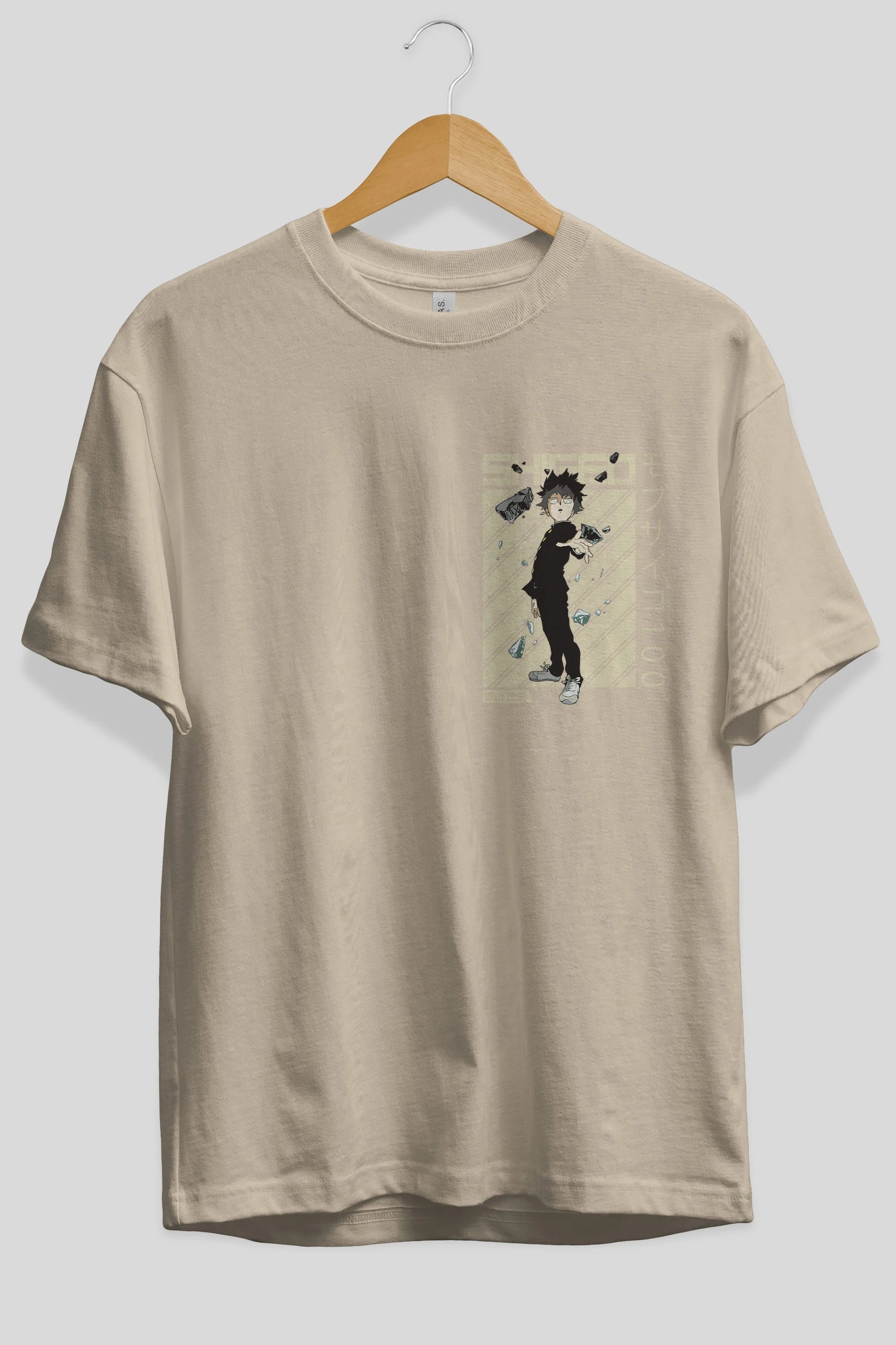 Shigeo Kageyama 3 Ön Sol Baskılı Oversize t-shirt Erkek Kadın Unisex %100 Pamuk Bisiklet Yaka tişort