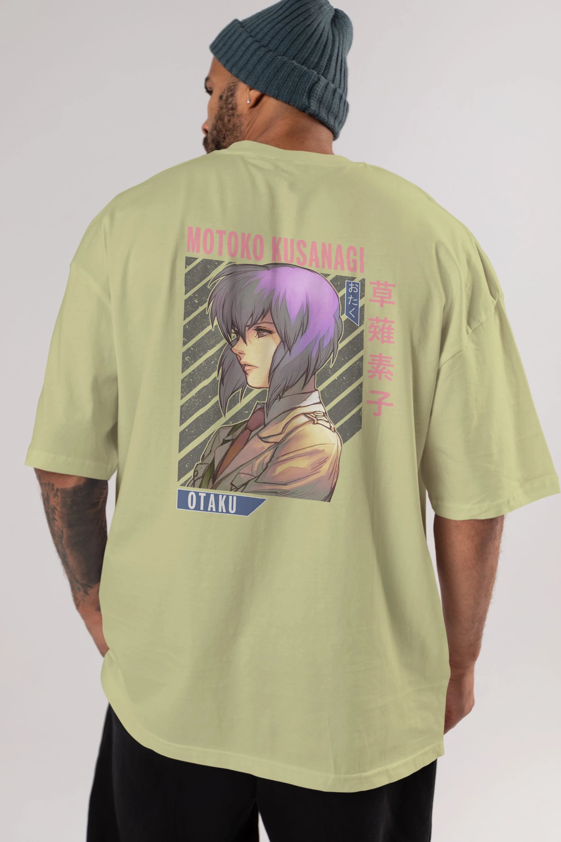 Motoko Kusanagi 4 Anime Arka Baskılı Oversize t-shirt Erkek Kadın Unisex