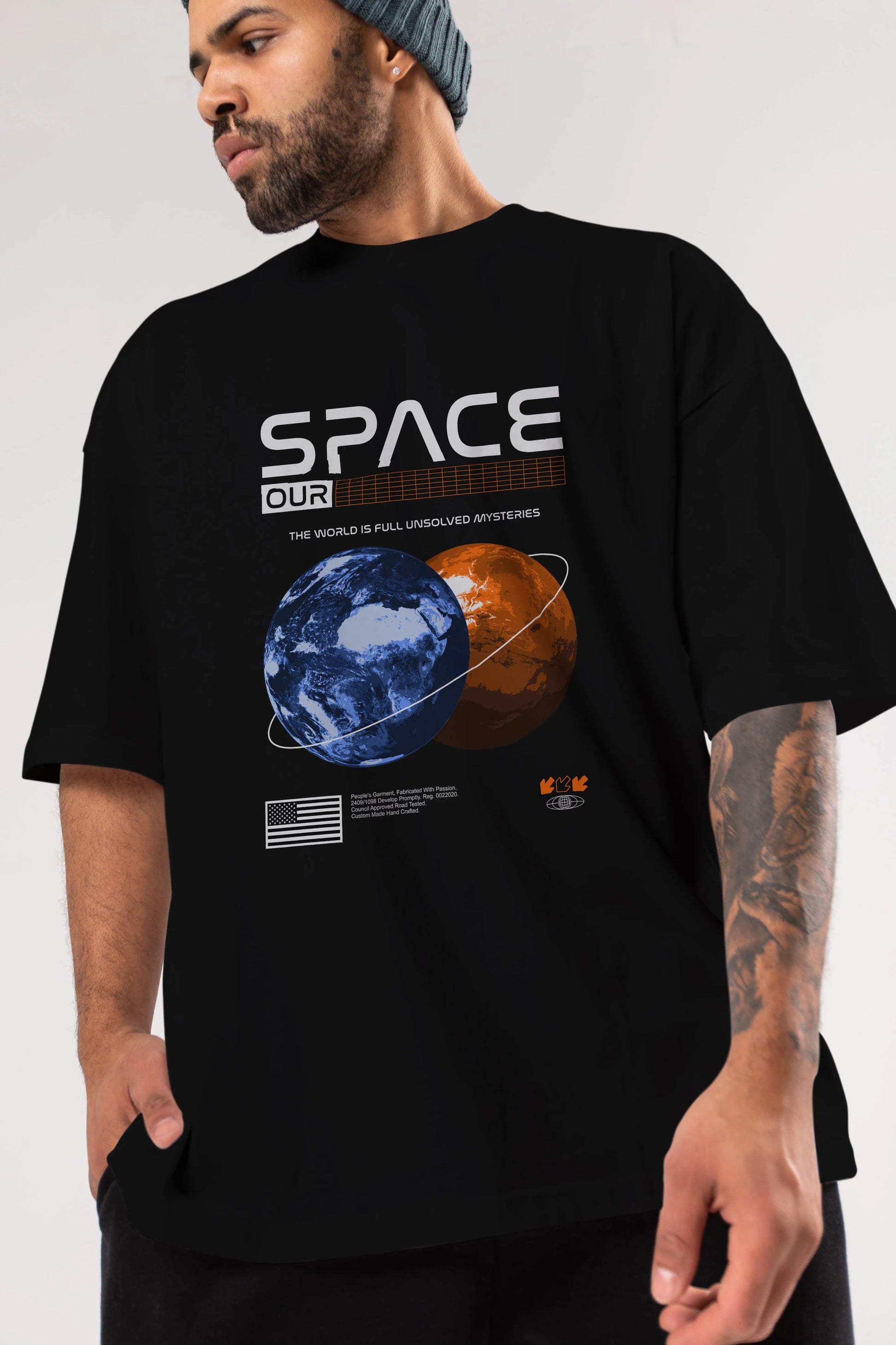 Space Our Ön Baskılı Oversize t-shirt Erkek Kadın Unisex