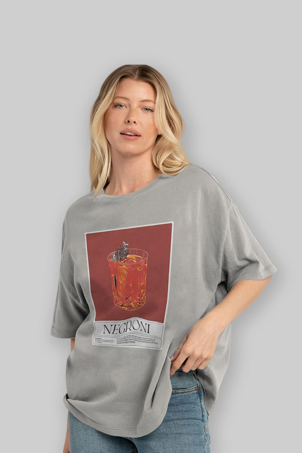 Negroni 2 Ön Baskılı Oversize t-shirt Erkek Kadın Unisex %100 Pamuk Bisiklet Yaka tişort