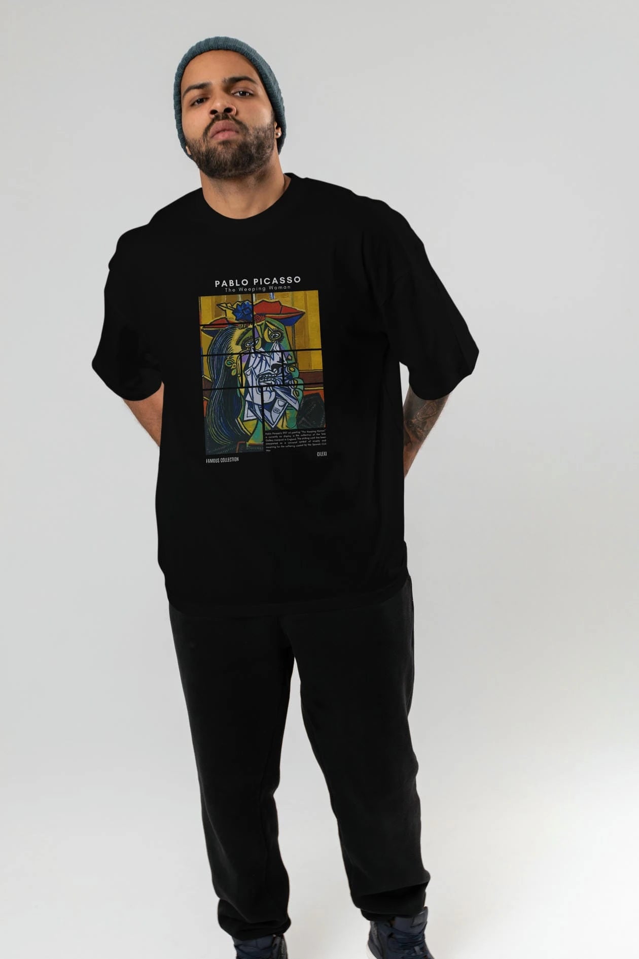 Pablo Picasso ön Baskılı Oversize t-shirt Erkek Kadın Bisiklet Yaka Pamuk tişort