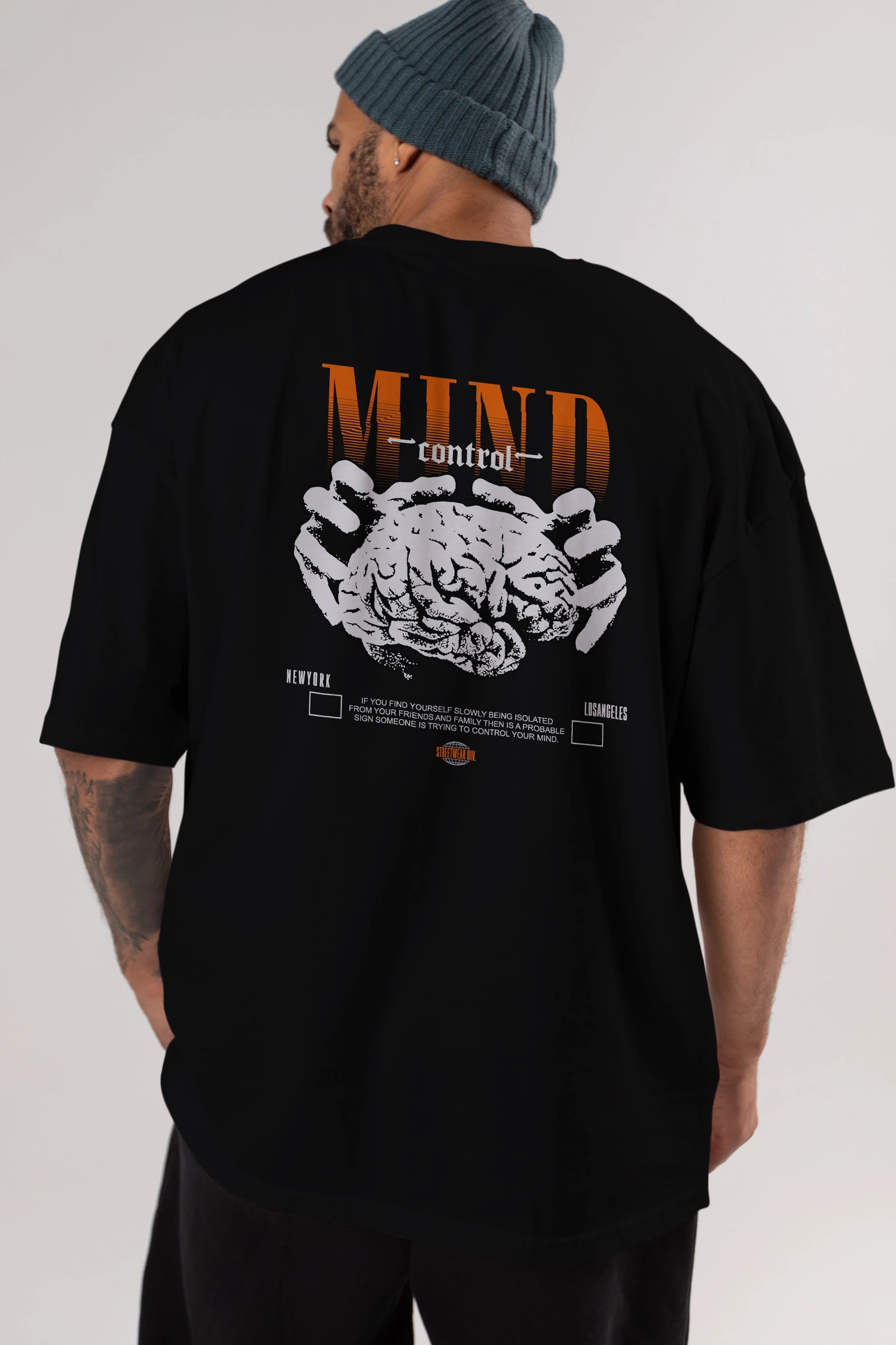 Mind Control Arka Baskılı Oversize t-shirt Erkek Kadın Unisex