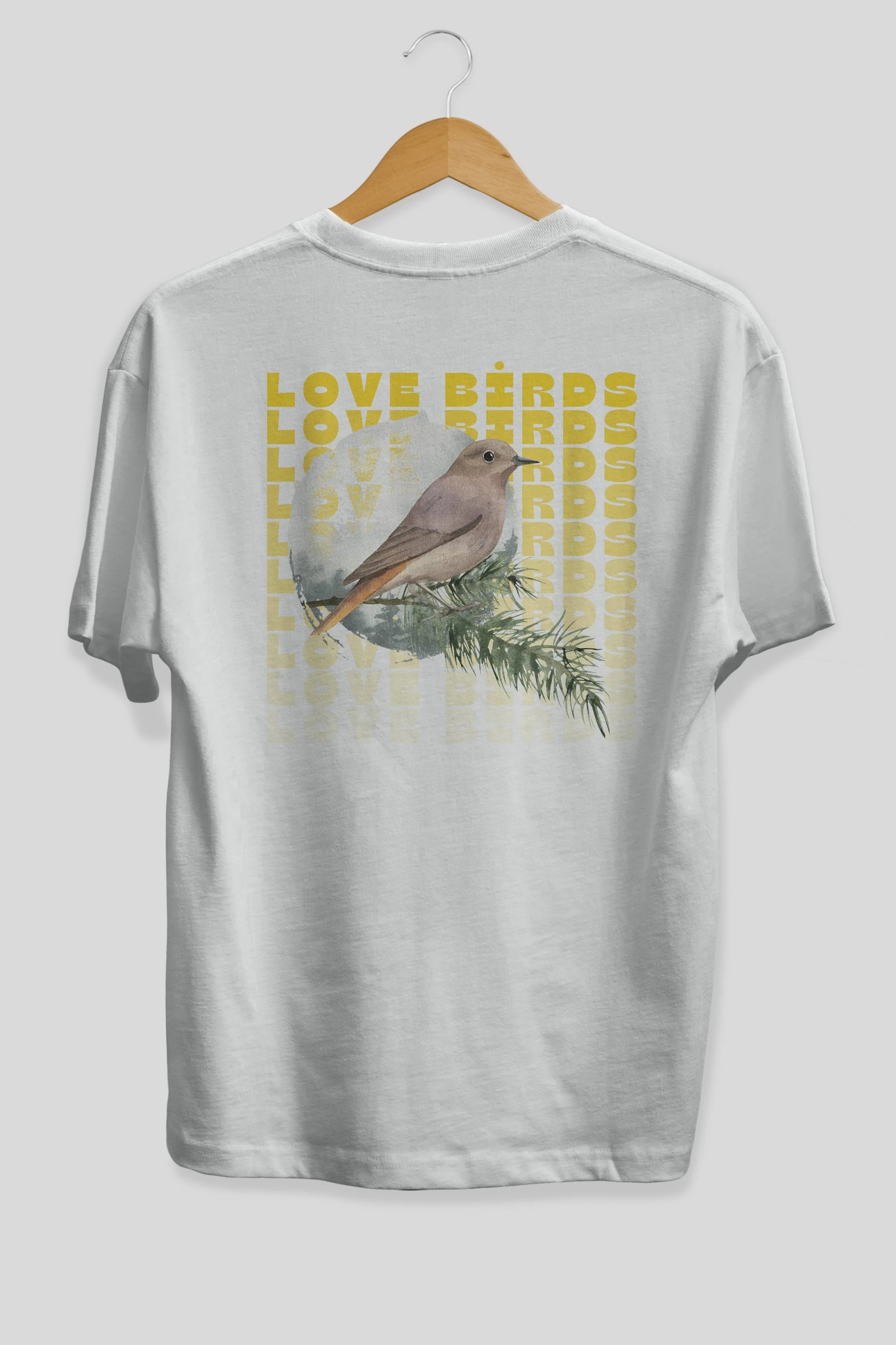 Love Birds Yazılı Arka Baskılı Oversize t-shirt Erkek Kadın Unisex