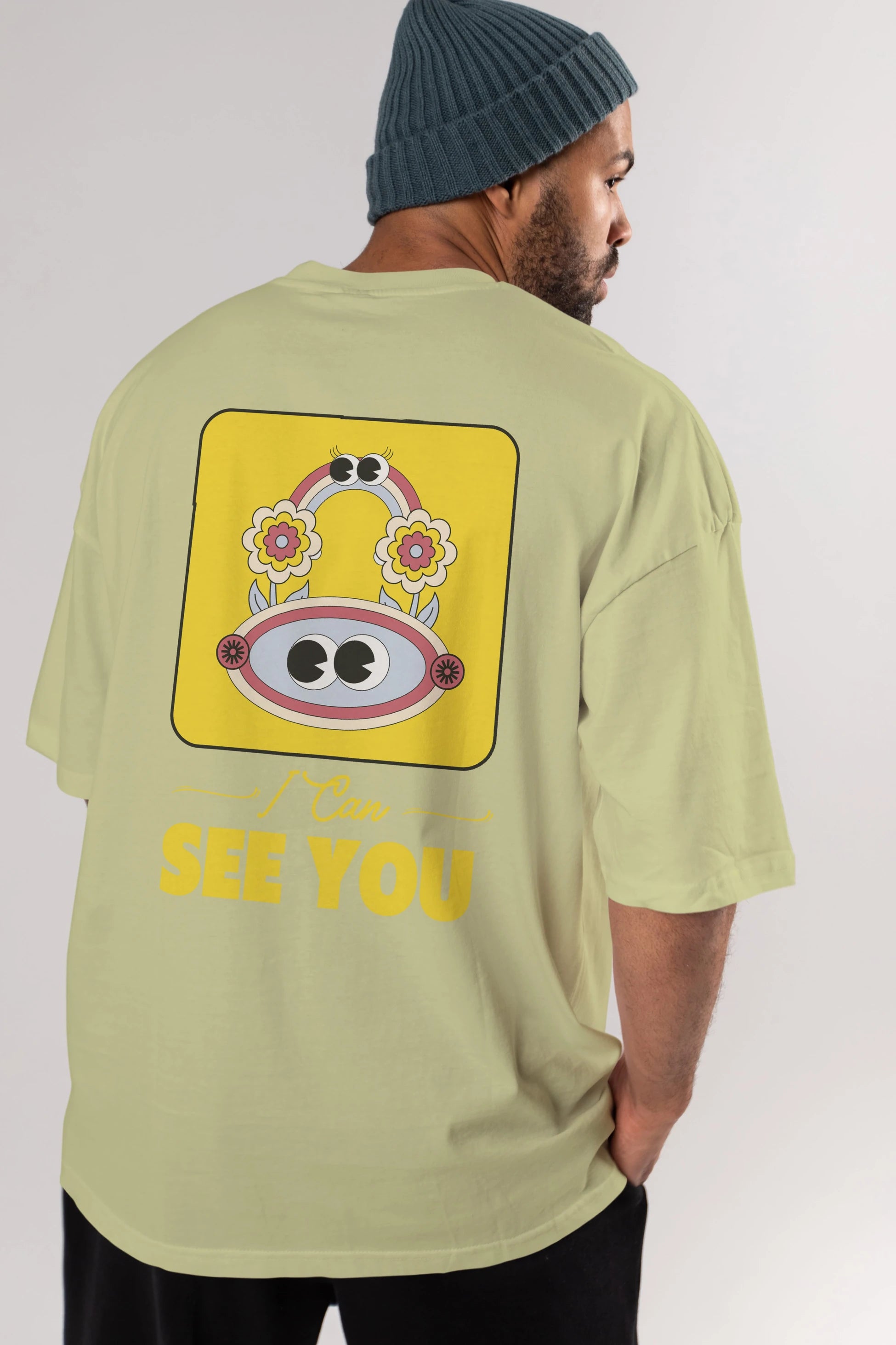 I Can See You Yazılı Arka Baskılı Oversize t-shirt Erkek Kadın Unisex