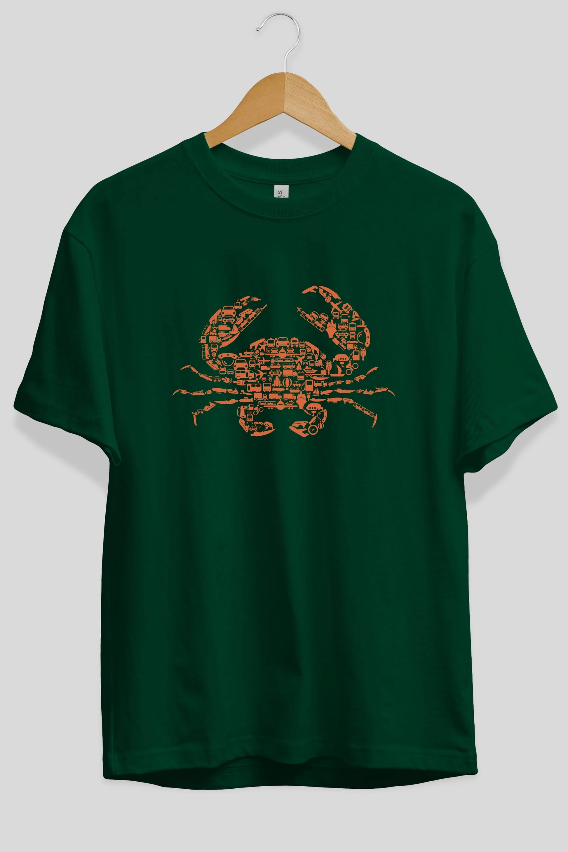 Crab Ön Baskılı Oversize t-shirt %100 pamuk Erkek Kadın Unisex