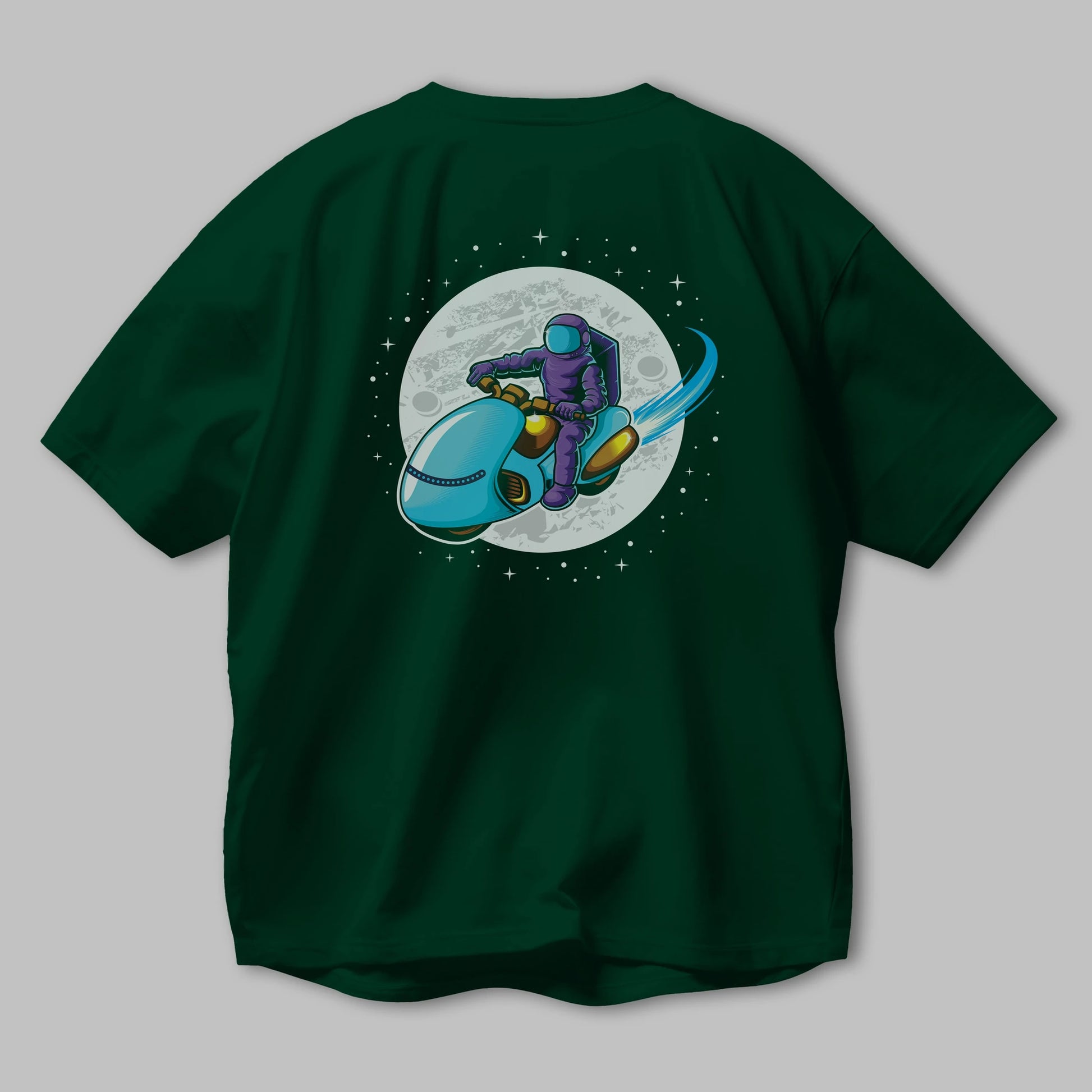 Astrorider in Space Arka Baskılı Oversize t-shirt Erkek Kadın Unisex