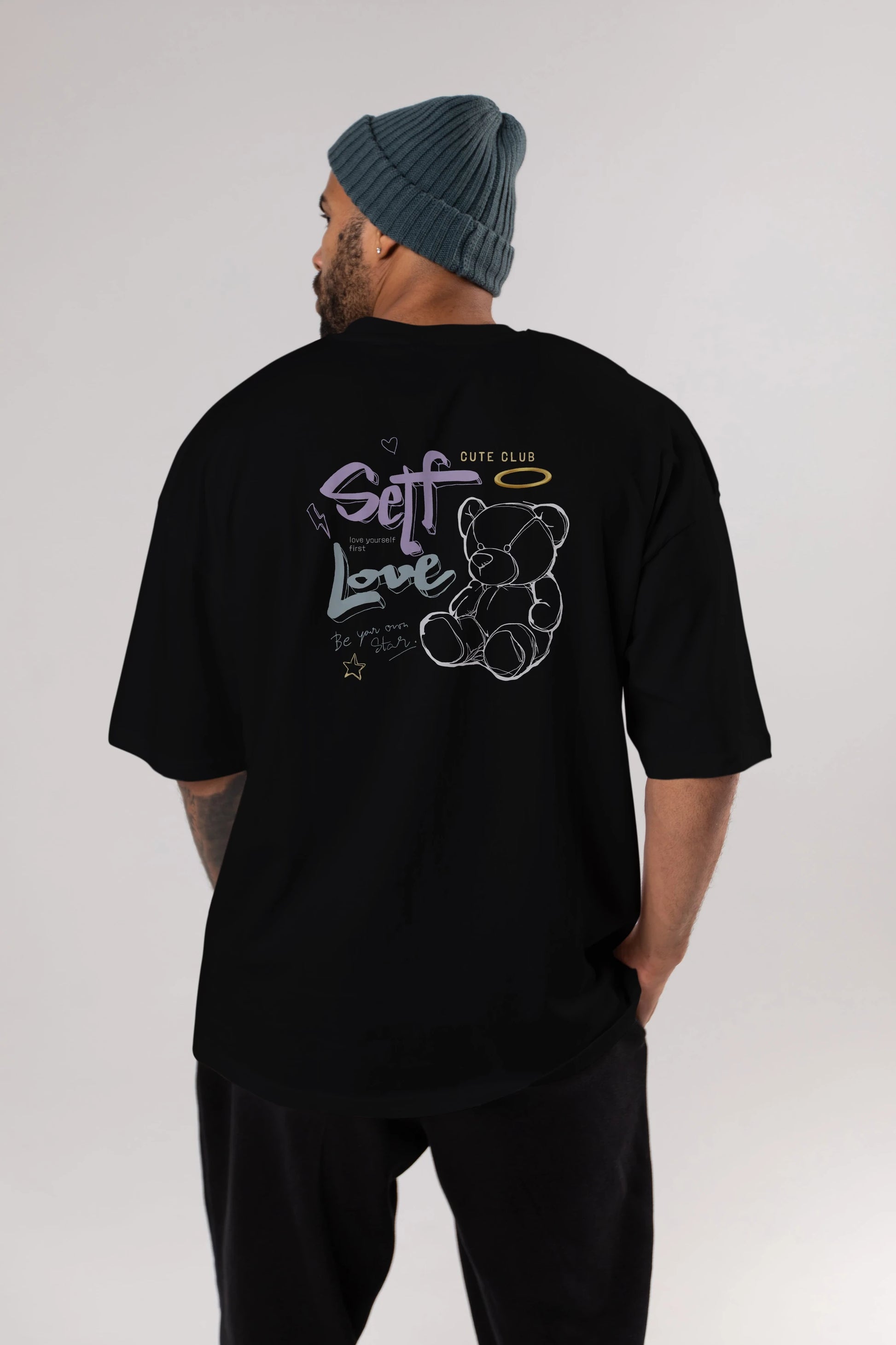 Self Love Bear Arka Baskılı Oversize t-shirt Erkek Kadın Unisex