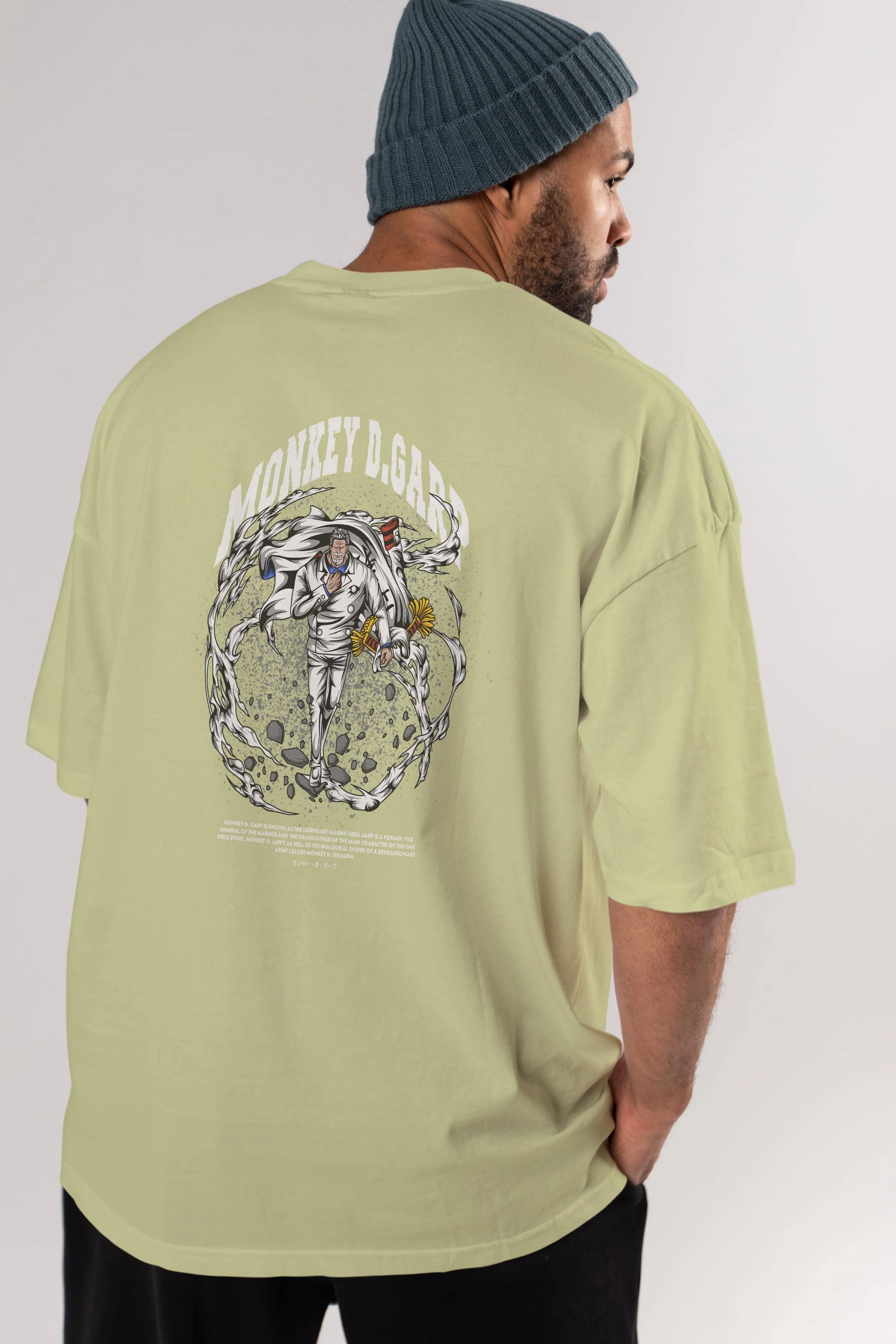 Monkey D. Garp Anime Arka Baskılı Oversize t-shirt Erkek Kadın Unisex