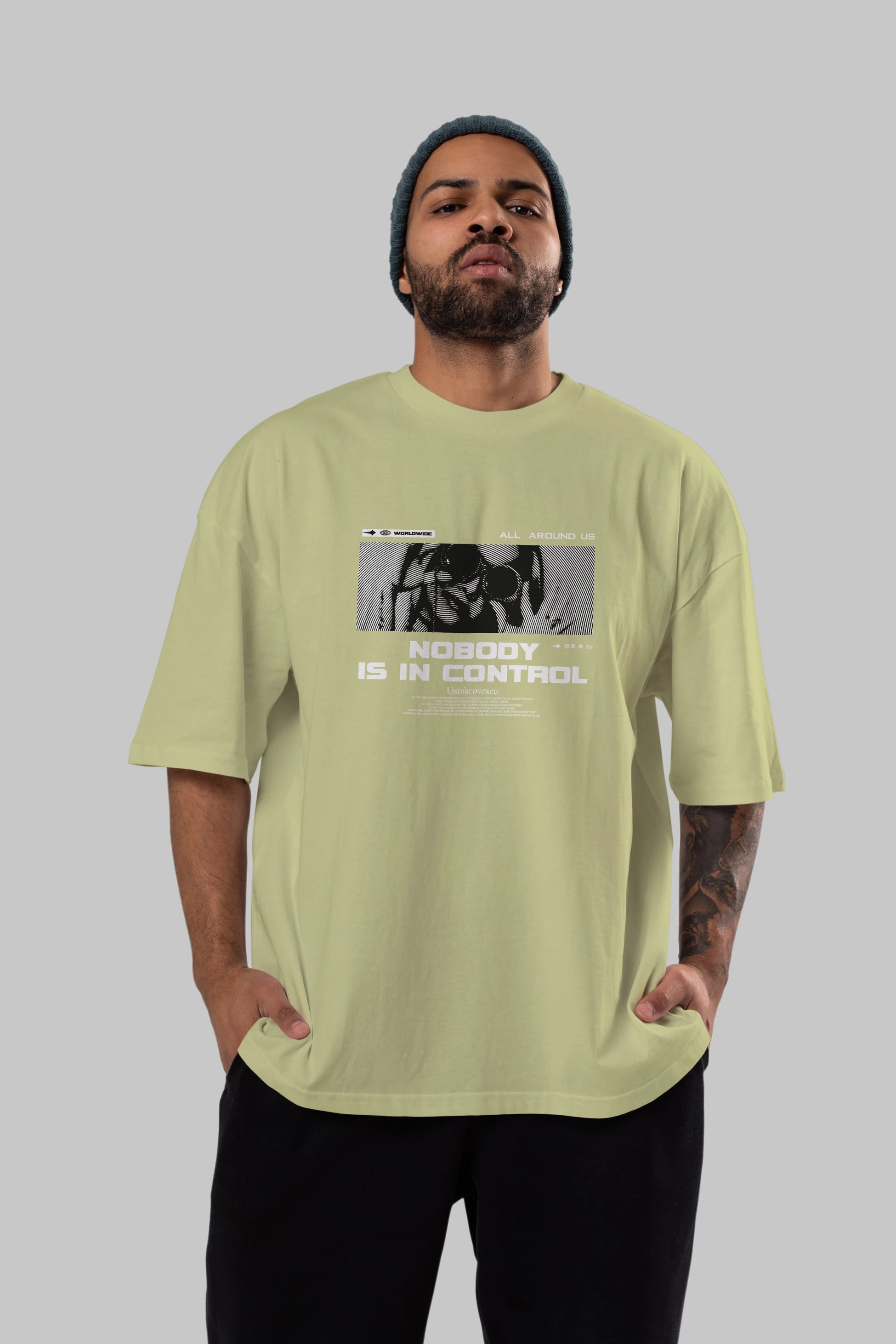 Nobody is in Control Ön Baskılı Oversize t-shirt Erkek Kadın Unisex