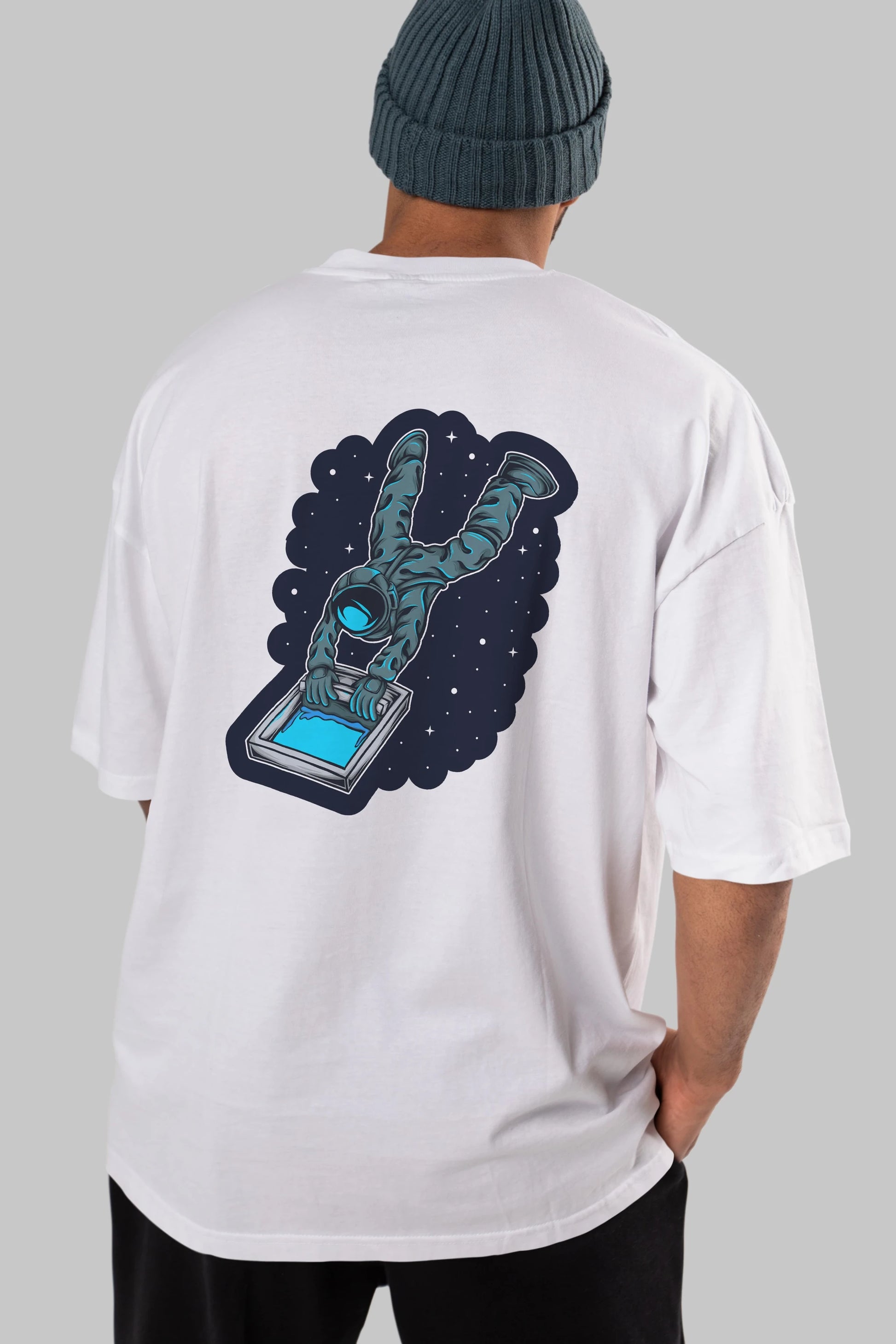 Astroscreen Sticker Arka Baskılı Oversize t-shirt Erkek Kadın Unisex