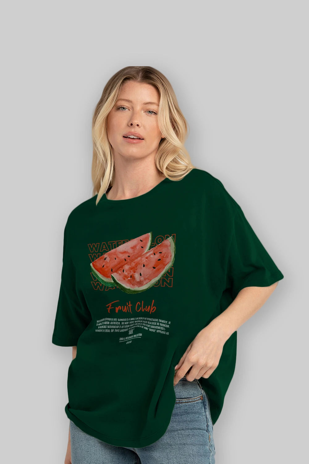 Watermelon Ön Baskılı Oversize t-shirt Erkek Kadın Pamuk Bisiklet Yaka tişort