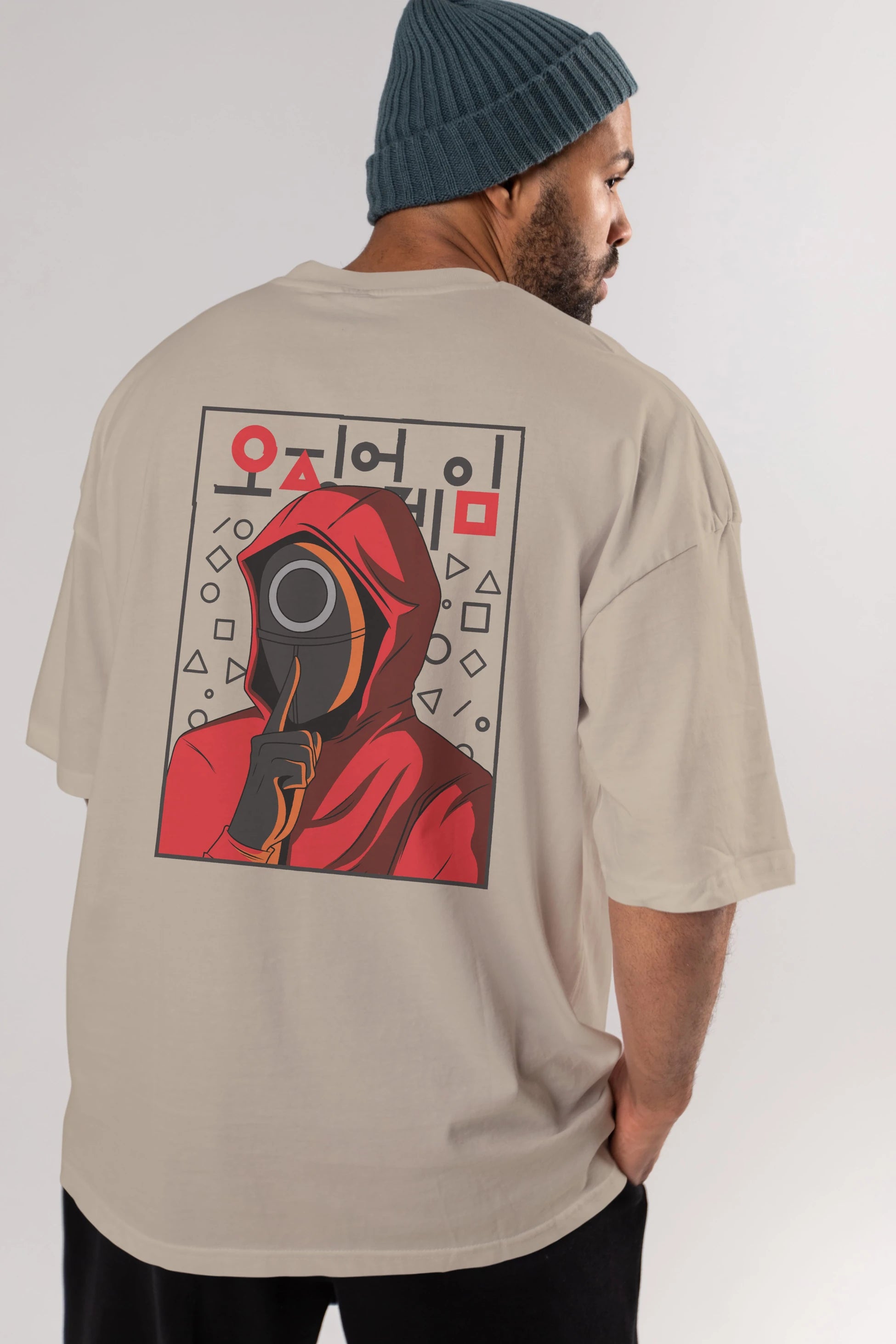 Squid Game (5) Arka Baskılı Oversize t-shirt Erkek Kadın Unisex %100 Pamuk Bisiklet Yaka tişort