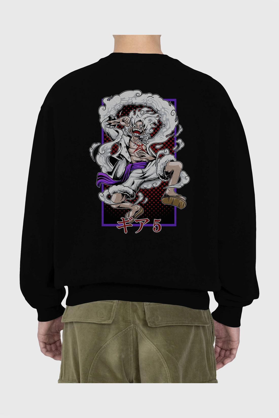 LUFFY GEAR 5 RECUADRO Anime Arka Baskılı Oversize Sweatshirt Erkek Kadın Unisex