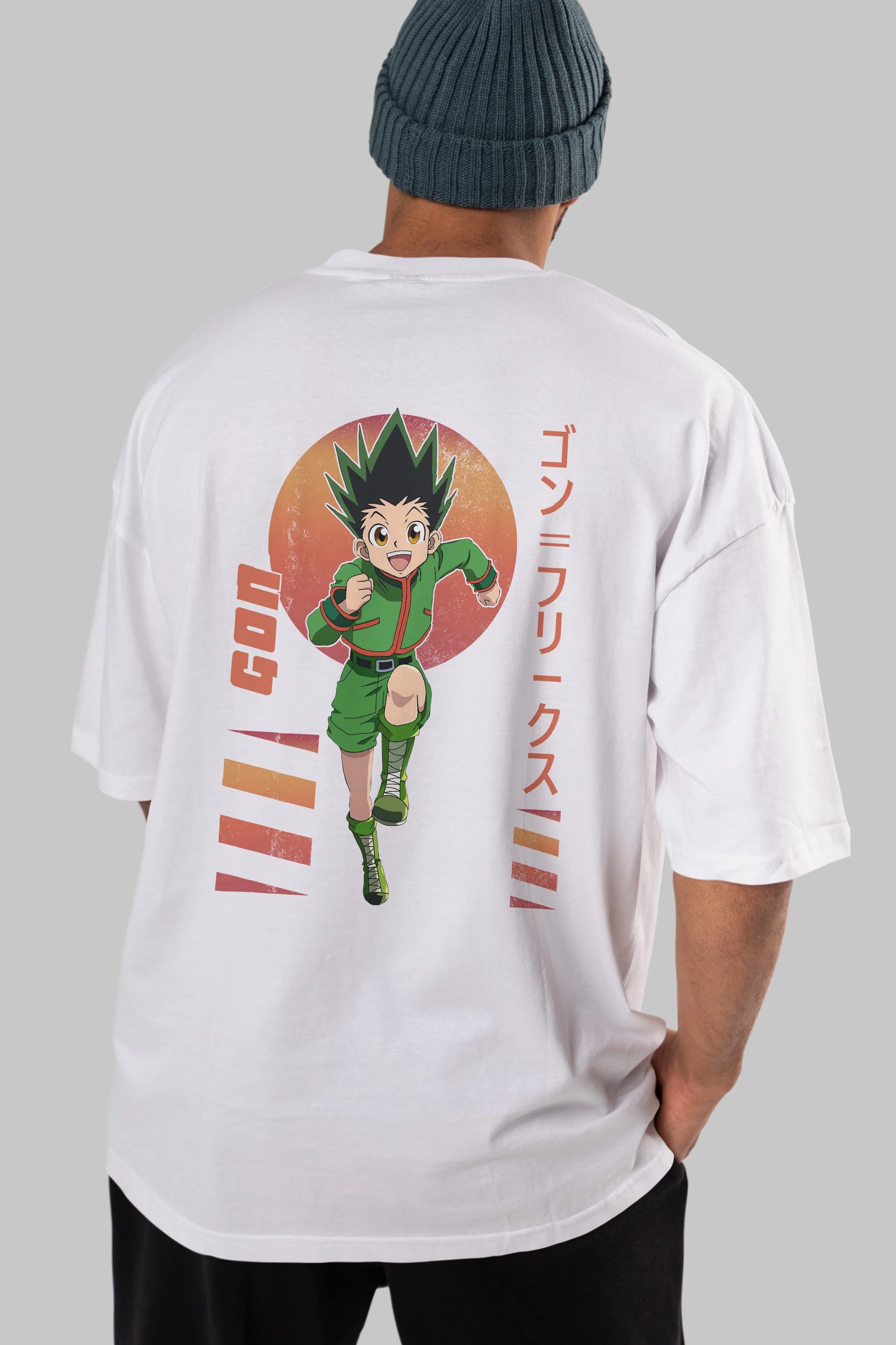 Gon Freecss HUNTER X HUNTER 2 Anime Arka Baskılı Oversize t-shirt Erkek Kadın Unisex