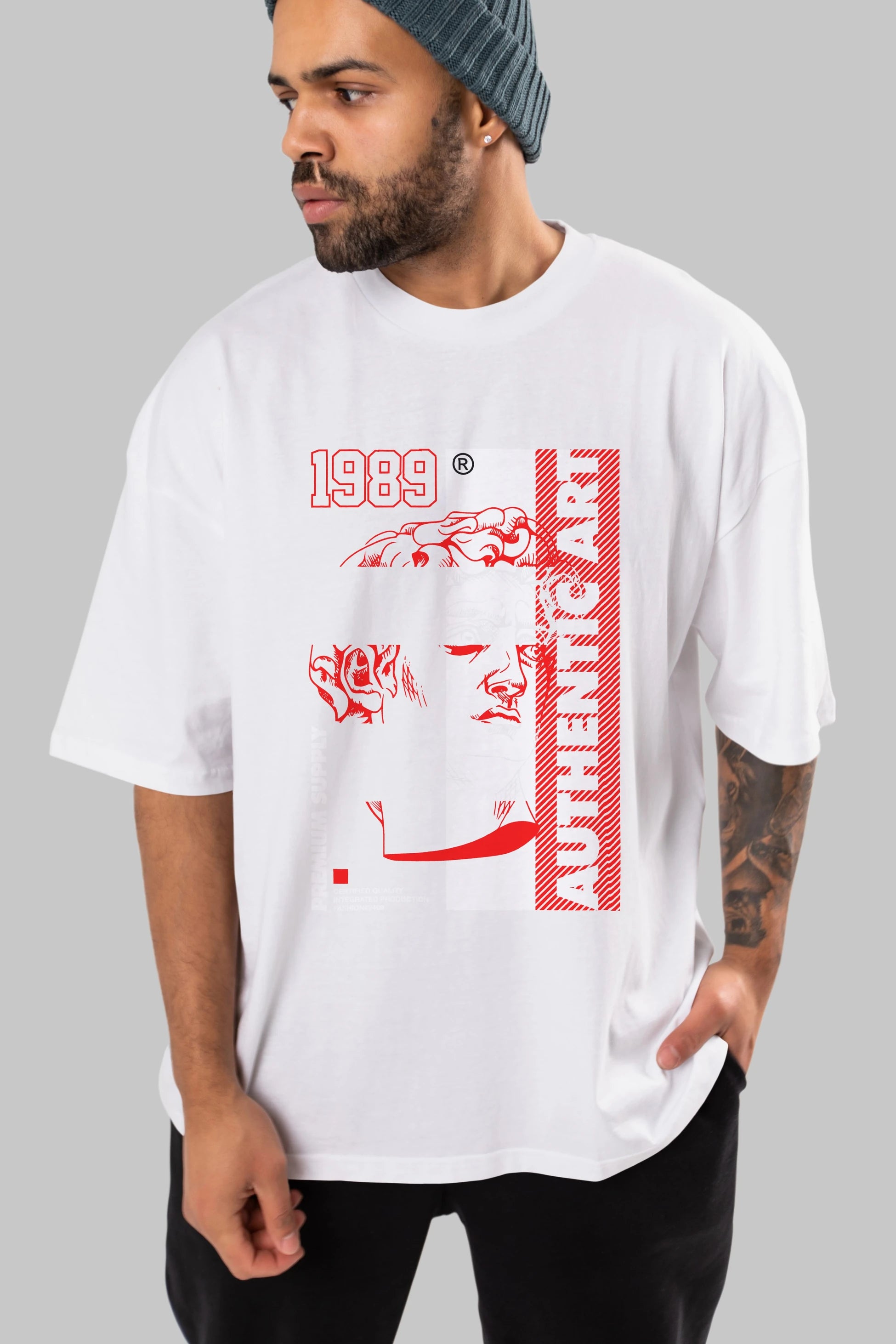 Authentic Art Ön Baskılı Oversize t-shirt Erkek Kadın Unisex