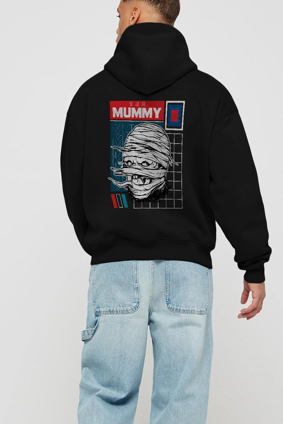 The Mummy Arka Baskılı Hoodie Oversize Kapüşonlu Sweatshirt Erkek Kadın Unisex