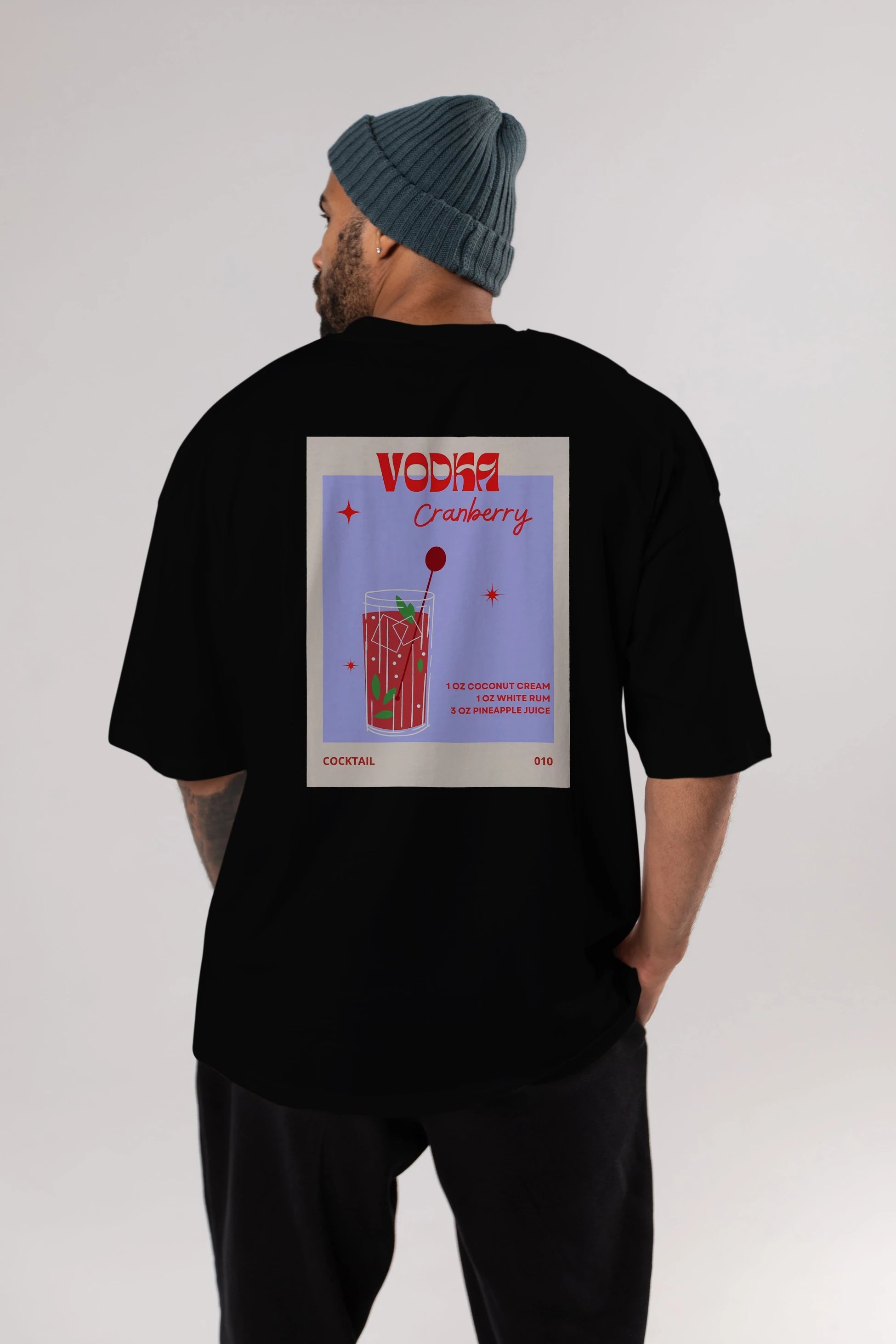 Vodka Cranberry Arka Baskılı Oversize t-shirt Erkek Kadın Unisex %100 Pamuk Bisiklet Yaka tişort