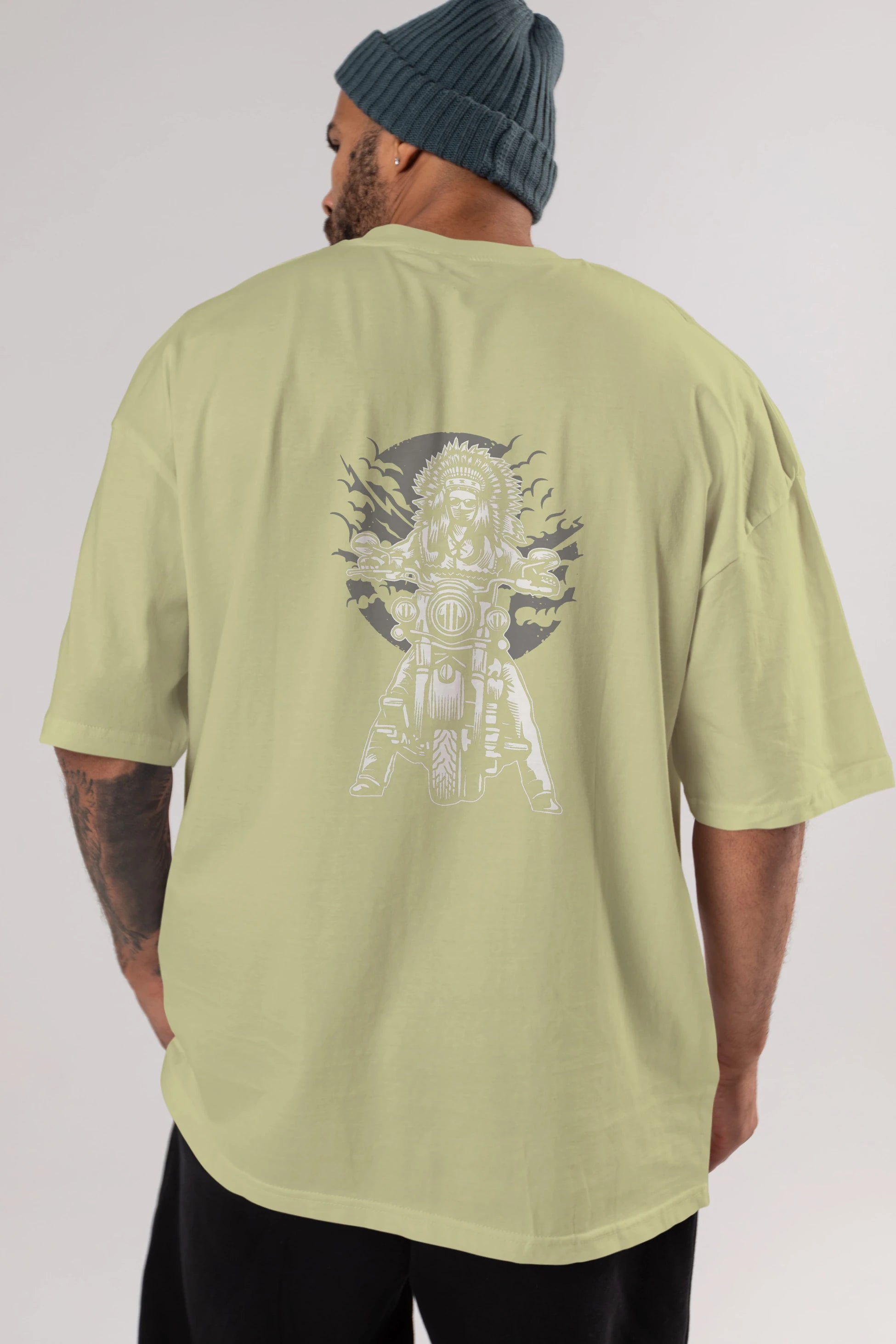 Indian Chief Motorcycle Arka Baskılı Oversize t-shirt Erkek Kadın Unisex %100 Pamuk