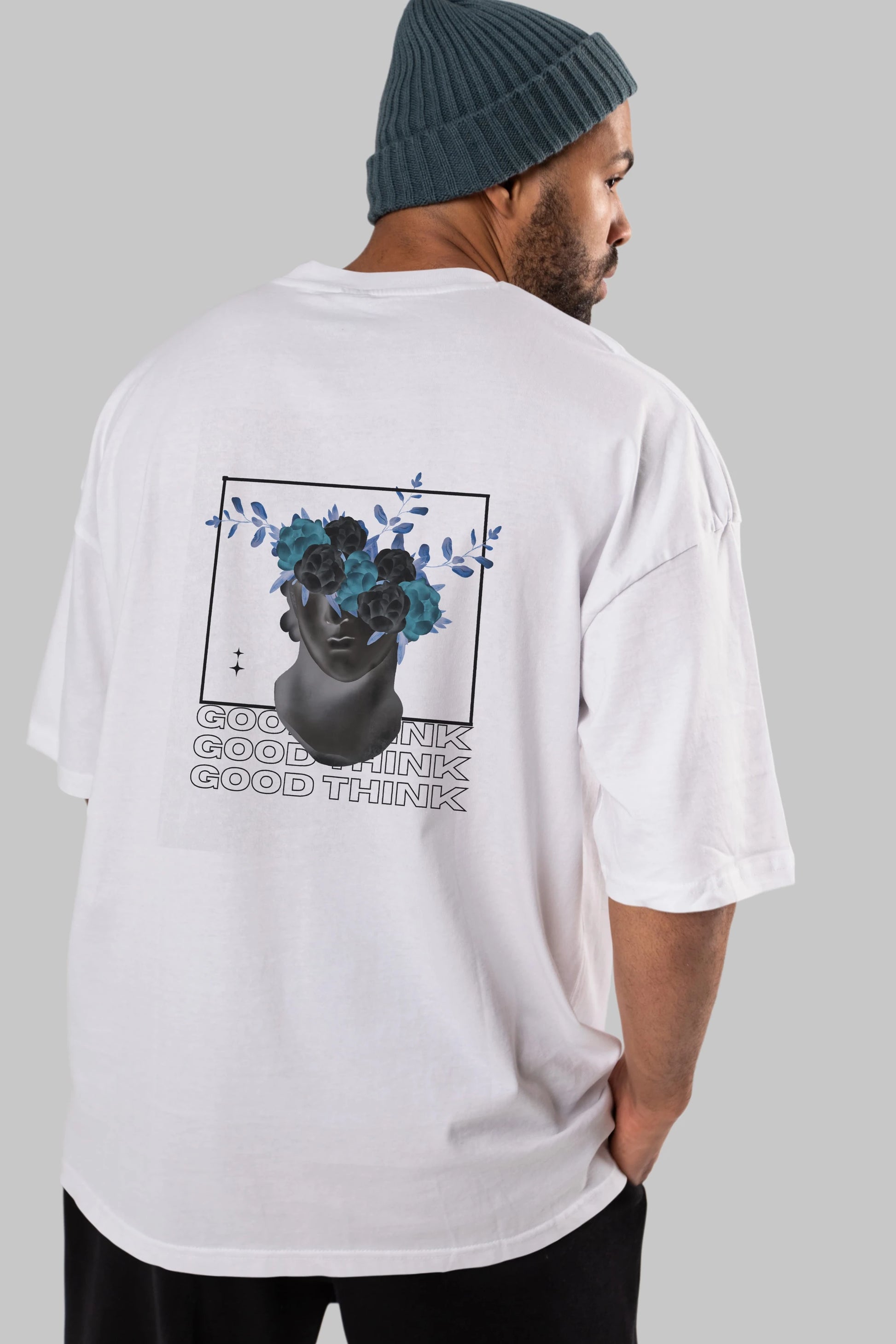 Good Think Yazılı Arka Baskılı Oversize t-shirt Erkek Kadın Unisex