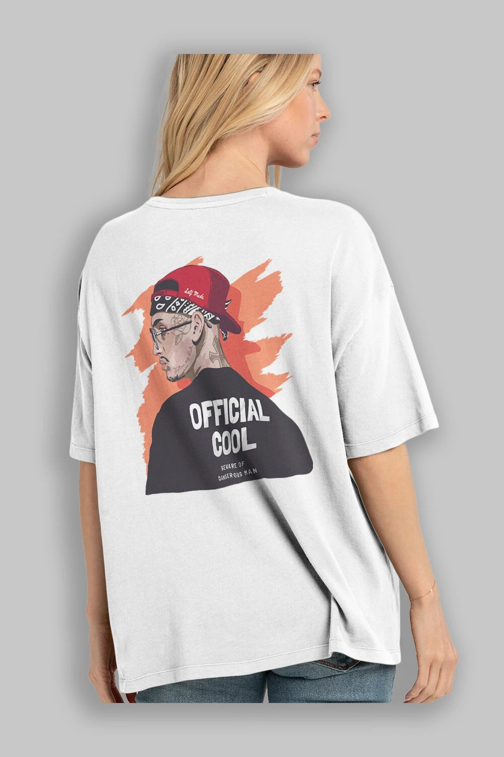 Official Cool Arka Baskılı Oversize t-shirt Erkek Kadın Unisex