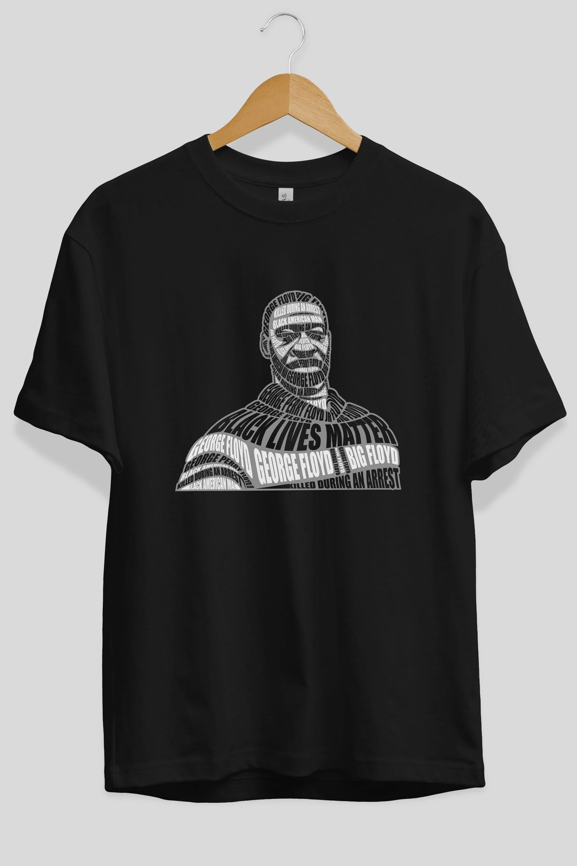 George Floyd Calligram Ön Baskılı Oversize t-shirt %100 pamuk Erkek Kadın Unisex