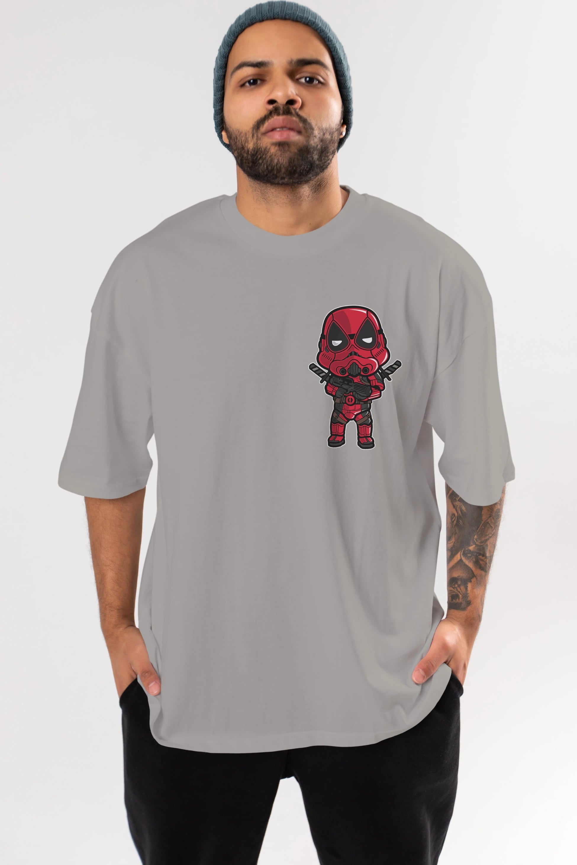 Deadpool (22) Ön Sol Baskılı Oversize t-shirt Erkek Kadın Unisex %100 Pamuk Bisiklet Yaka tişort