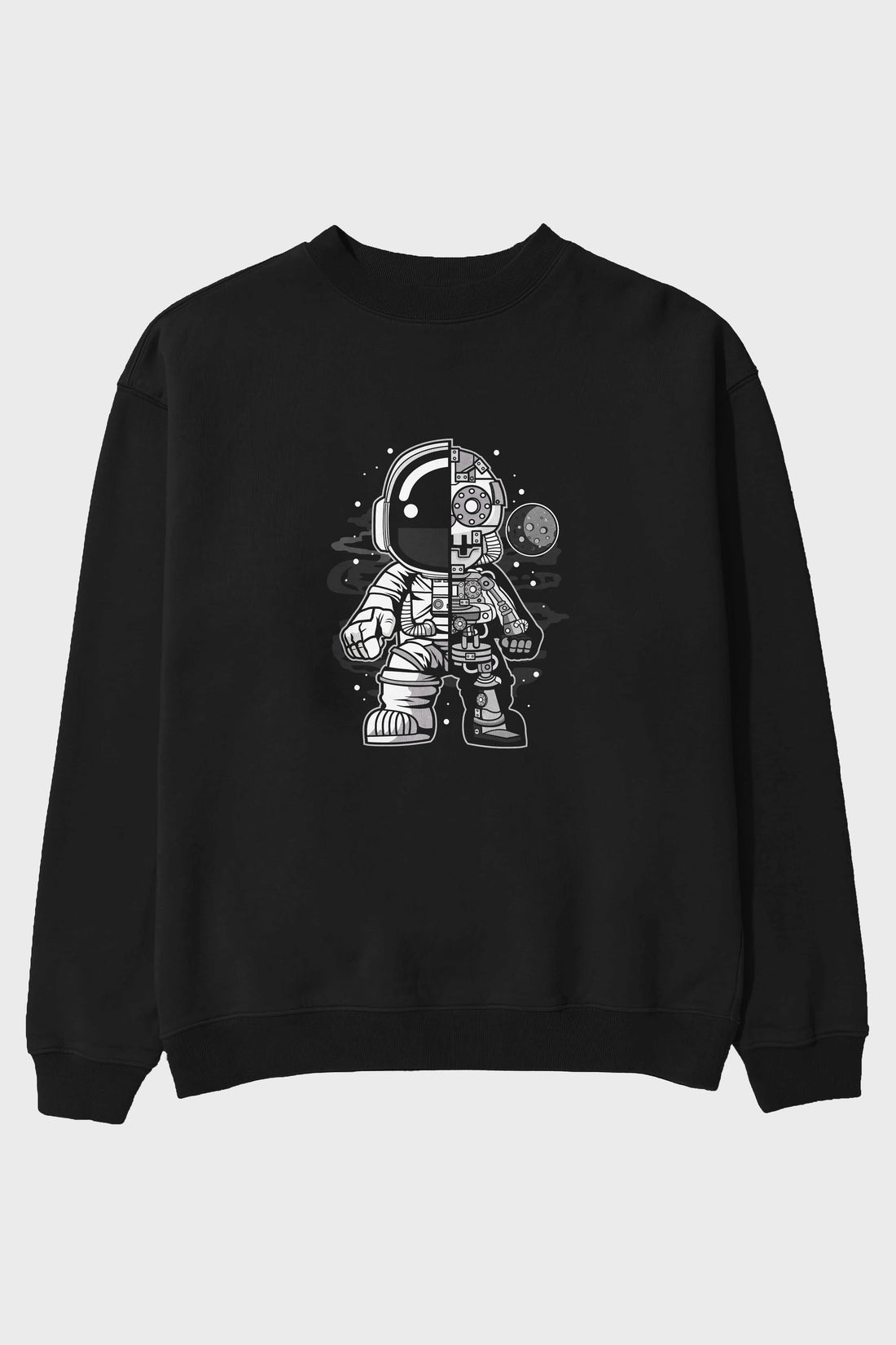 Astronaut Half Robot Ön Baskılı Oversize Sweatshirt Erkek Kadın Unisex