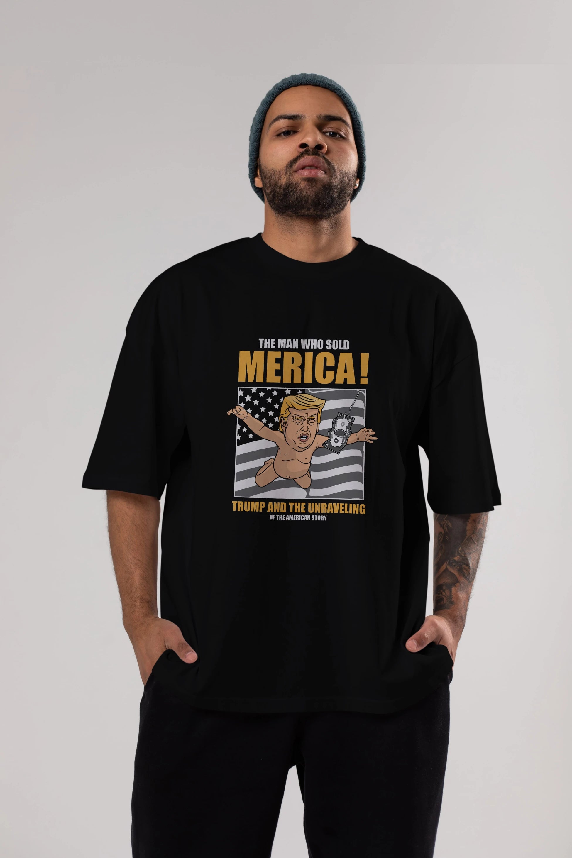 Trump Nirvana Ön Baskılı Oversize t-shirt Erkek Kadın Unisex %100 Pamuk tişort