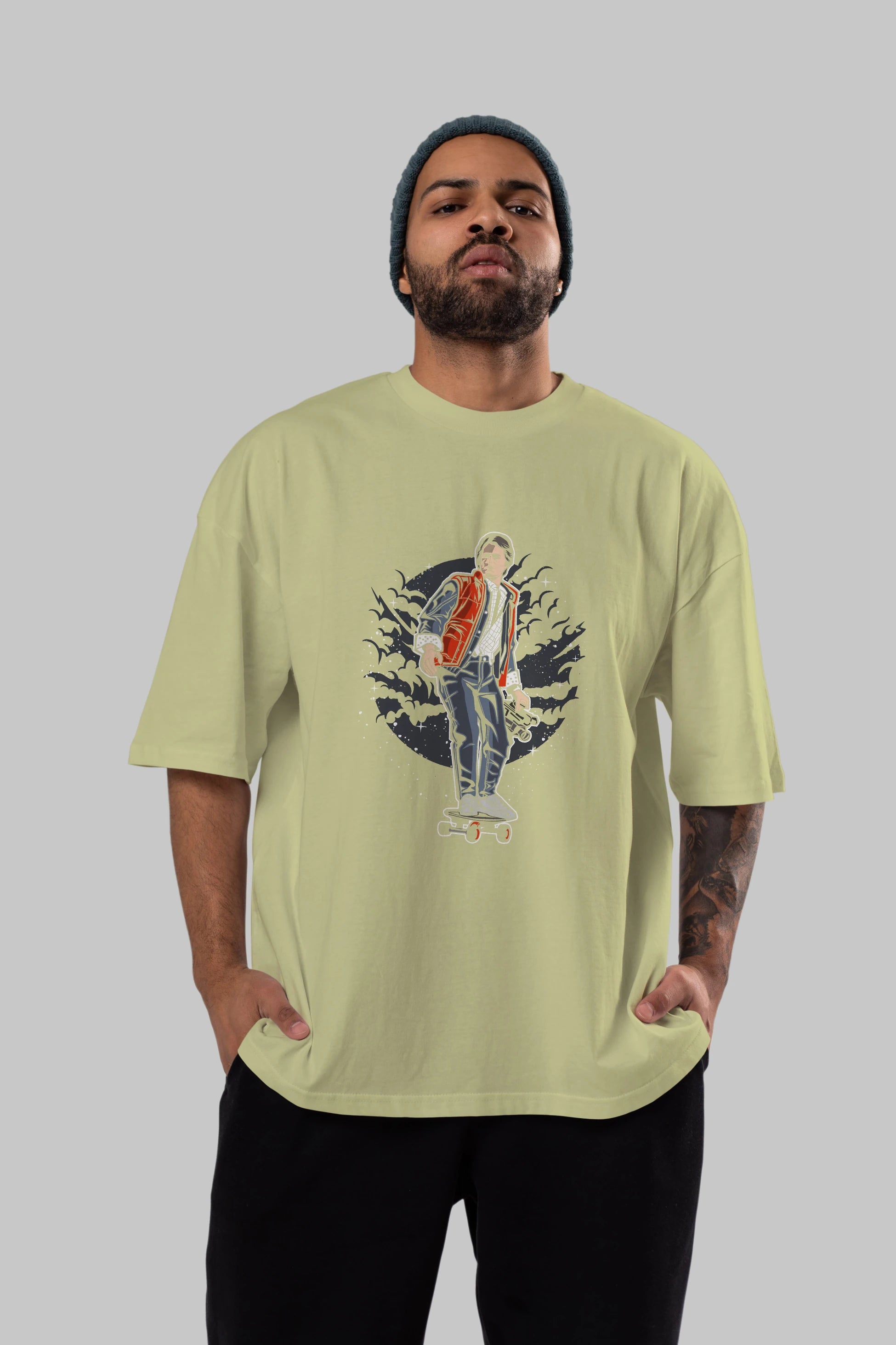 MARTY Ön Baskılı Oversize t-shirt Erkek Kadın Unisex %100 Pamuk tişort