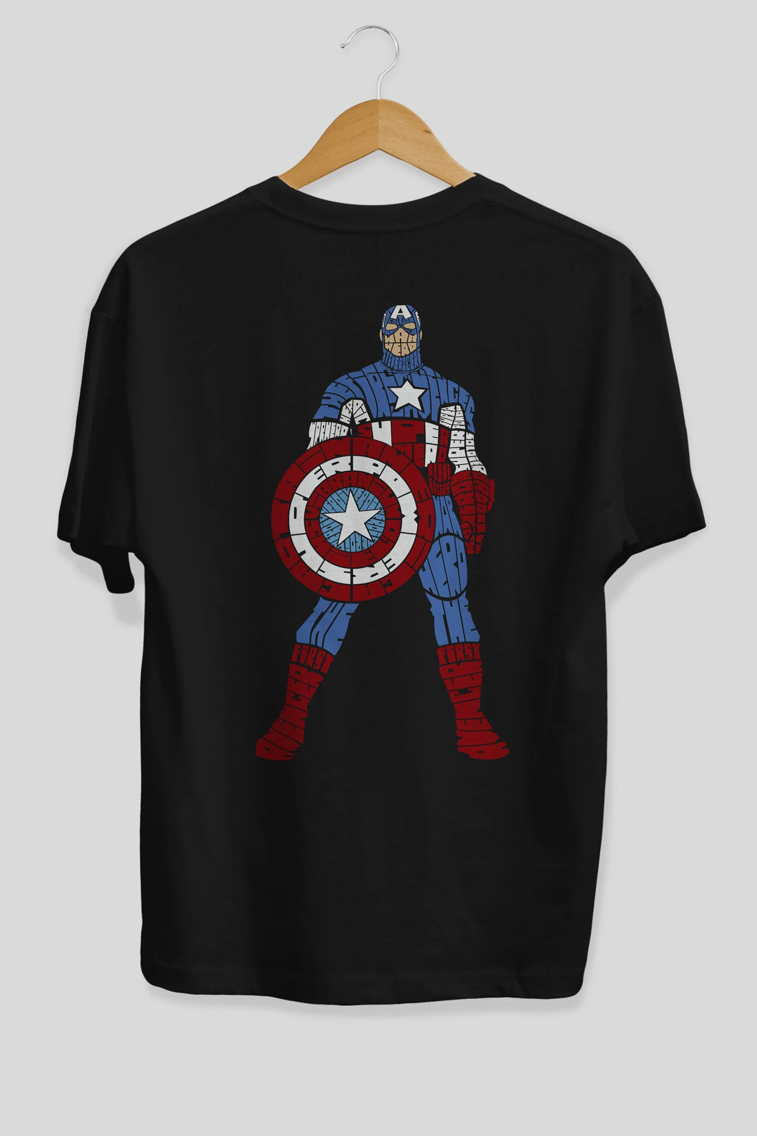 Captain America Arka Baskılı Oversize t-shirt %100 pamuk Erkek Kadın Unisex