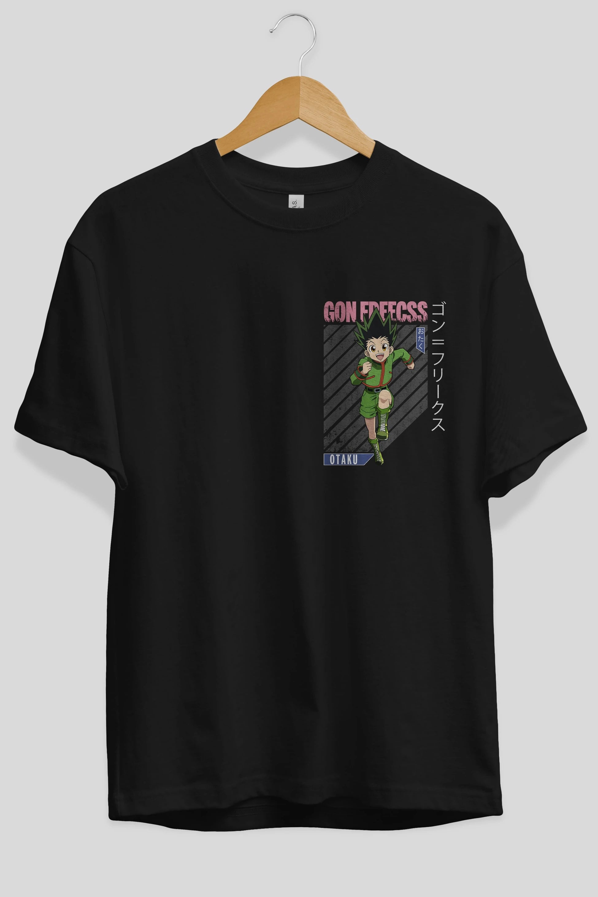 Gon Freecss HUNTER X HUNTER Ön Sol Baskılı Oversize t-shirt Erkek Kadın Unisex %100 Pamuk Bisiklet Yaka tişort