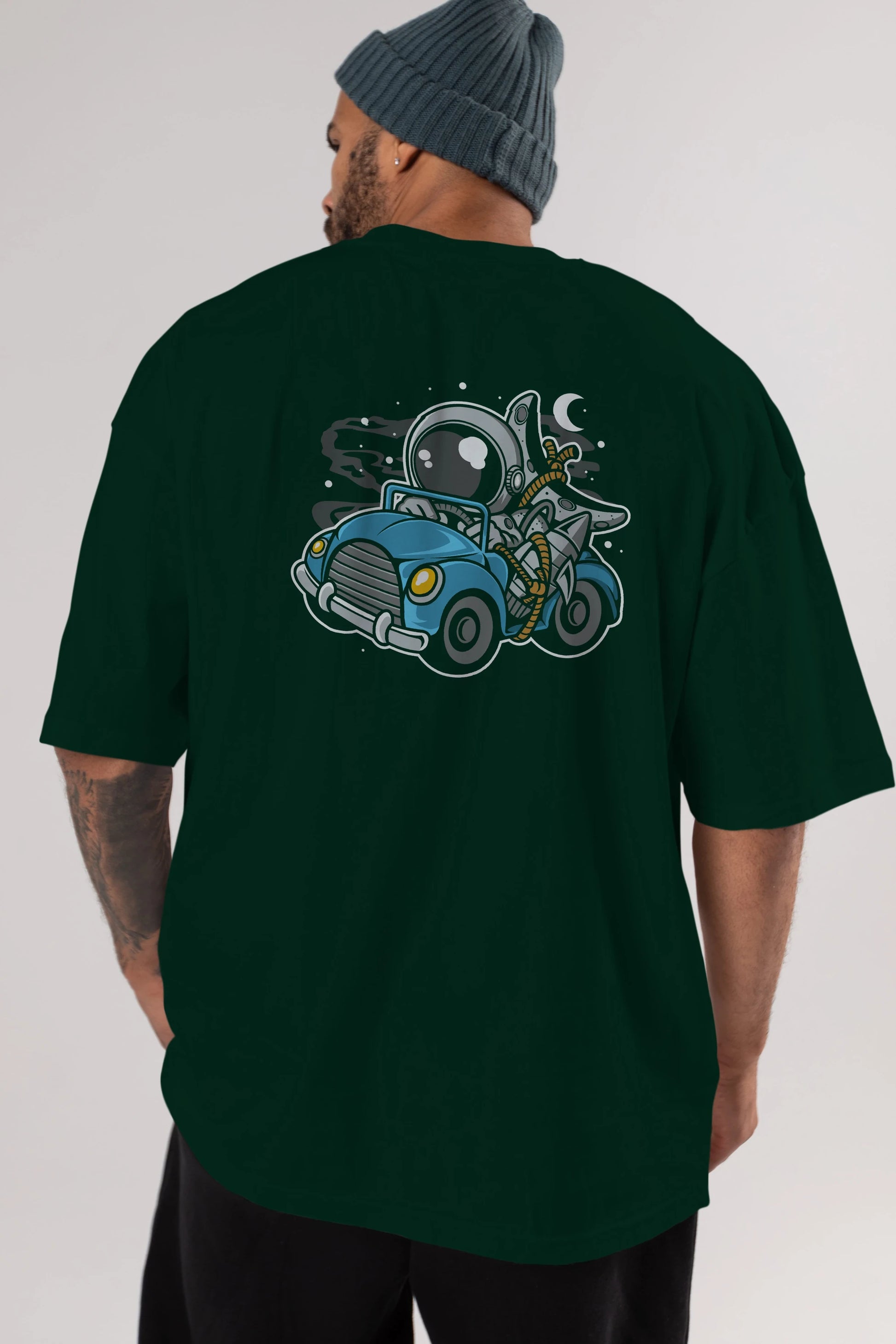 Astronaut Journey Arka Baskılı Oversize t-shirt Erkek Kadın Unisex