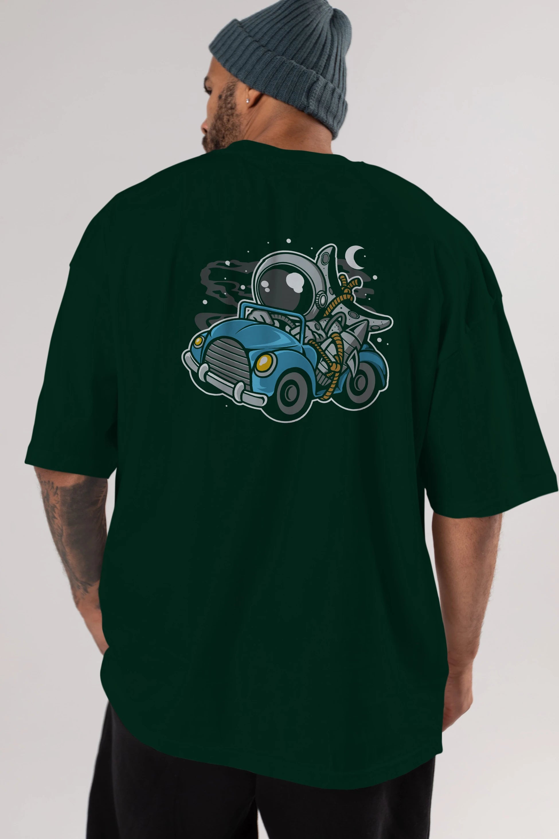 Astronaut Journey Arka Baskılı Oversize t-shirt Erkek Kadın Unisex