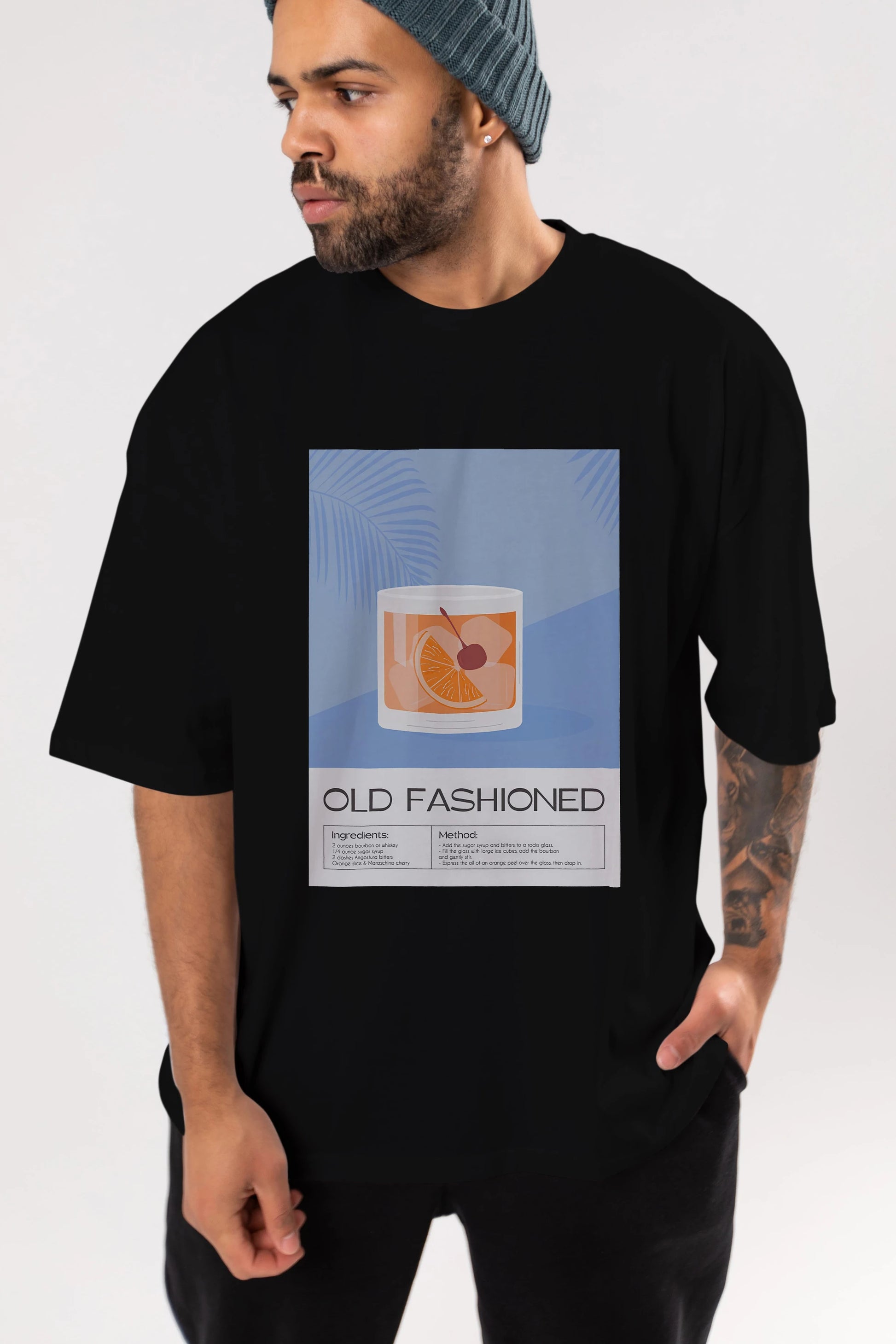 Old Fashioned 3 Ön Baskılı Oversize t-shirt Erkek Kadın Unisex %100 Pamuk Bisiklet Yaka tişort